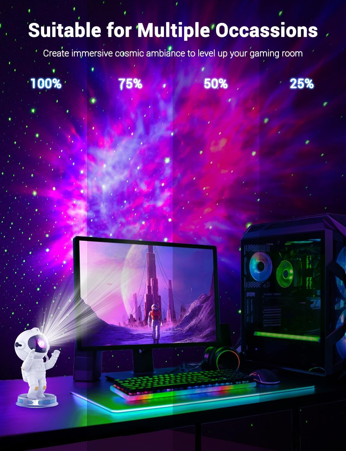 Tunpahcon Astronaut Galaxy Projector Starry Sky Night Light With Nebula, Remote Control Colorful Changing Ceiling Projector, Sui