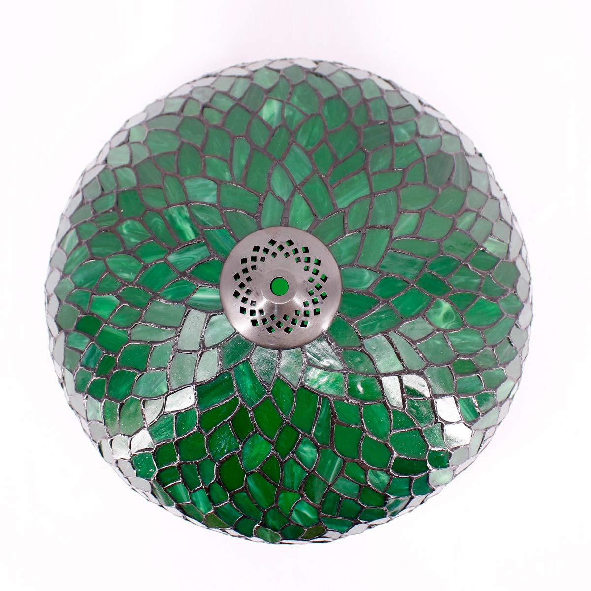 WERFACTORY Tiffany Lamp Shade Replacement, Green Stained Glass, 16x7 Inch, Wisteria Design for Table/Floor/Ceiling Fixtures