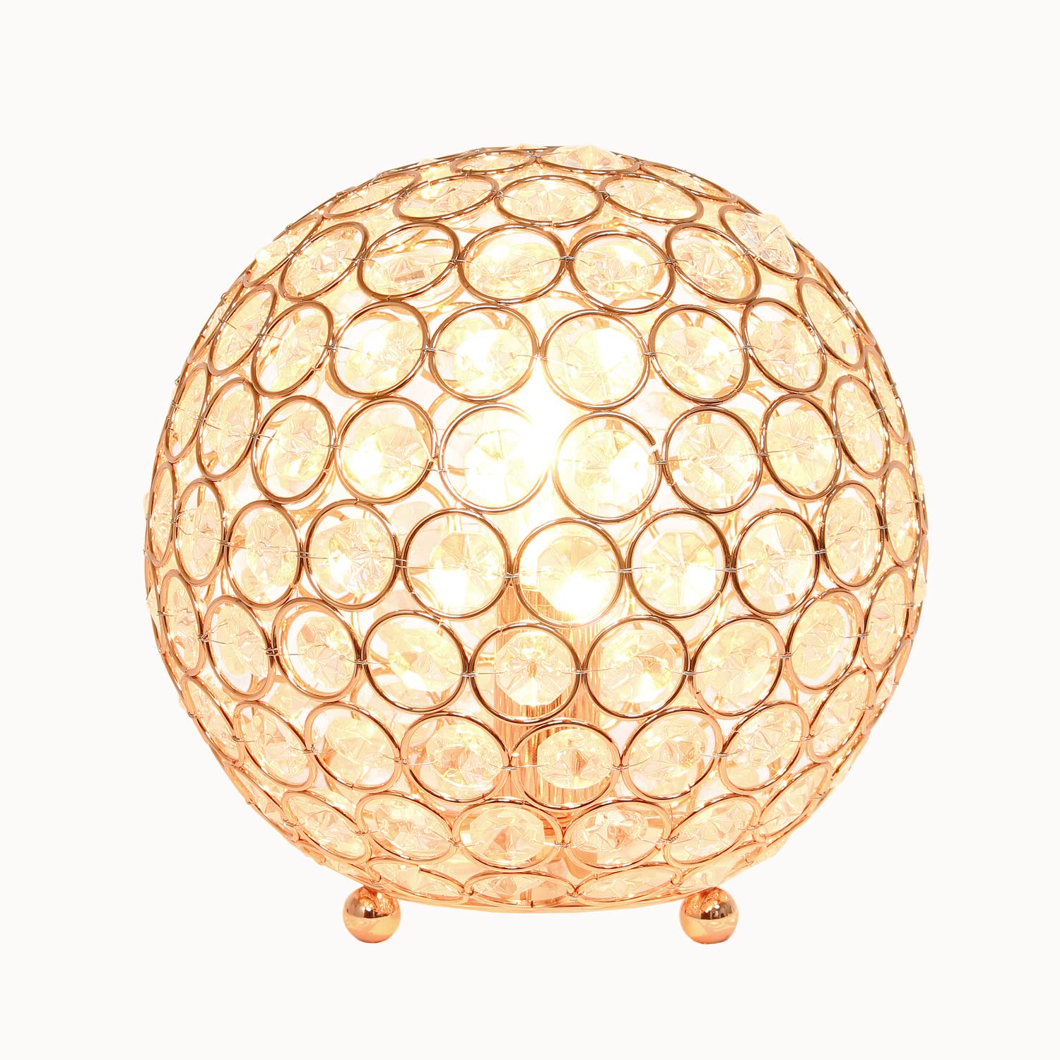 LALIA HOME Elipse Medium 8in Round Metal Crystal Table Lamp - Rose Gold, Model 1270-LHT-3009-RG