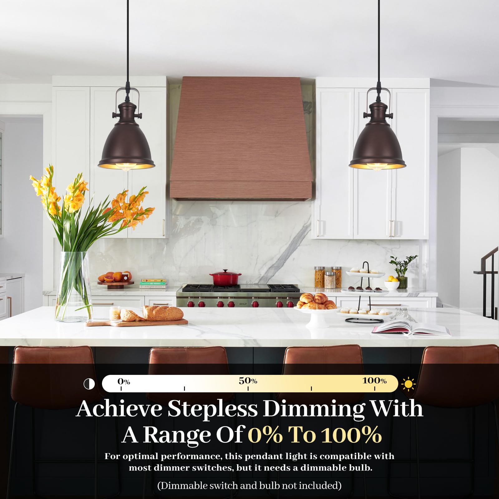 LWWHQ Farmhouse Pendant Lights Kitchen Island 2 Packs, 6.5 inches Kitchen Island Lighting, Industrial Pendant Light, Kitchen Pen