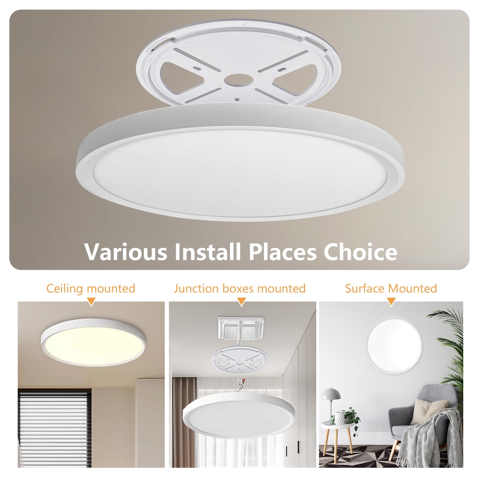 OFFIY LED Ceiling Light Flush Mount, 15.8 Inch, 34W, 3060LM, 3000K/4000K/6000K CCT Selectable,