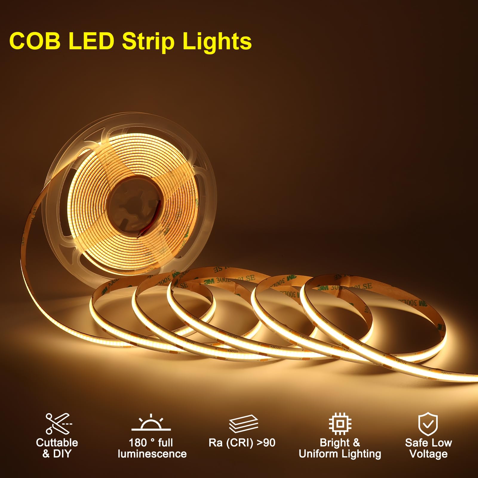 MALIIGAZA Intelligent Motion Sensor LED Stair Light Kit - 47.2" Cuttable Indoor LED Strip with Daylight Sensor, 3000K, Model: STEP-09-16S