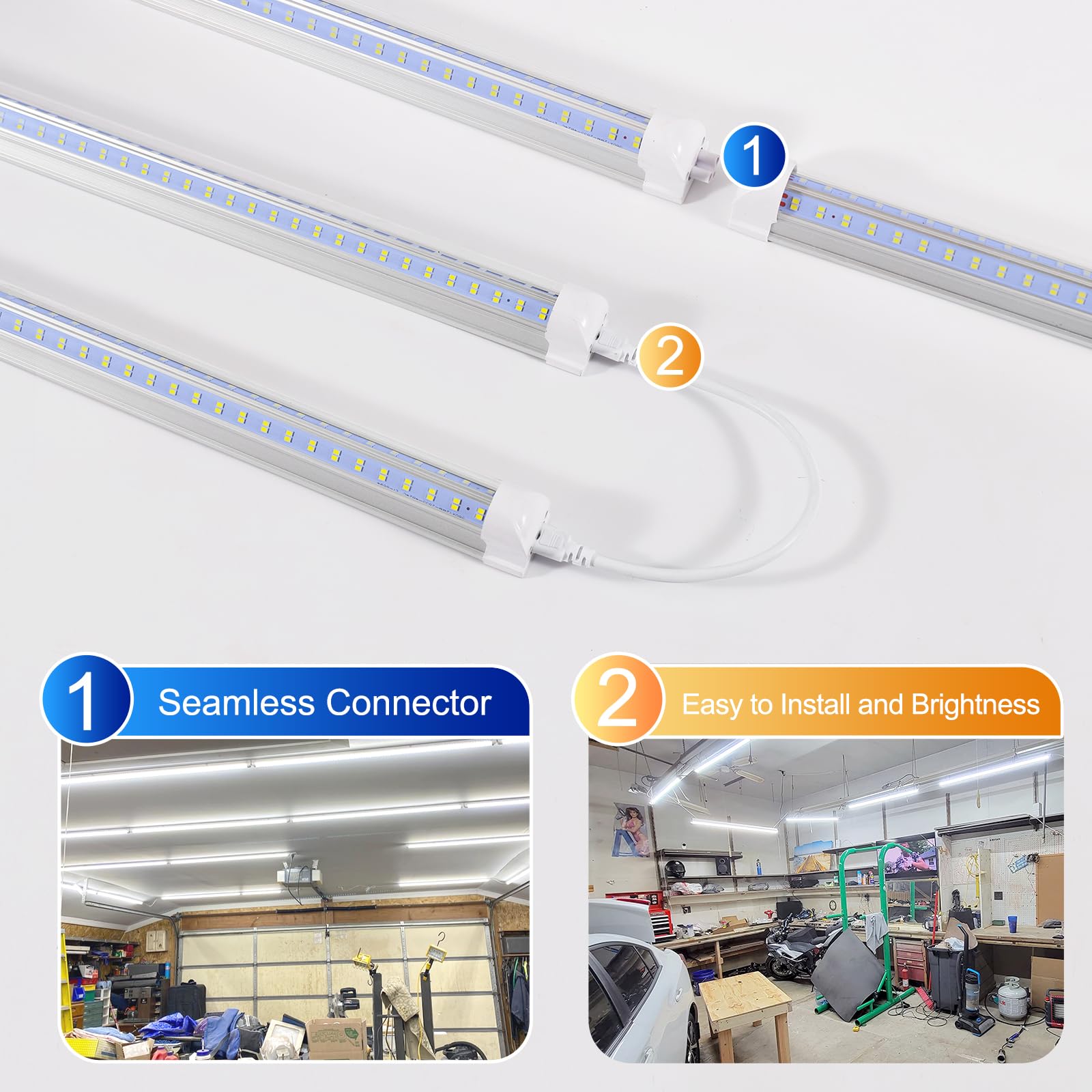 AQIQUUT 3FT LED Shop Light 36W 6500K Daylight V-Shape Integrated Clear Cover 4-Pack