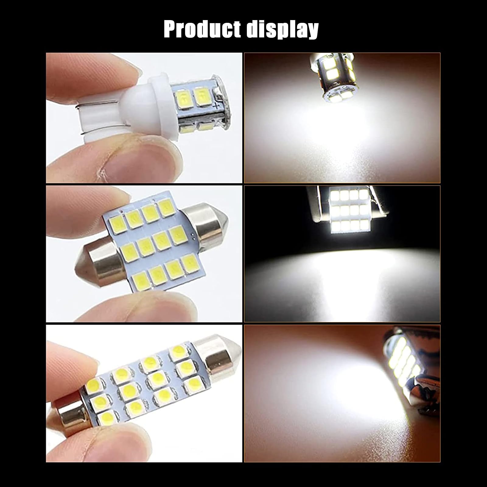 Zkfar Pack-20 Led Car Bulb Kit Set, T10 31 Mm 42 Mm Led Festoon Bulb, White 6000K License Plate Light, Suitable For Car Interior Lights, Indoor Map Dome Lights, Trunk Led Lights Replacement