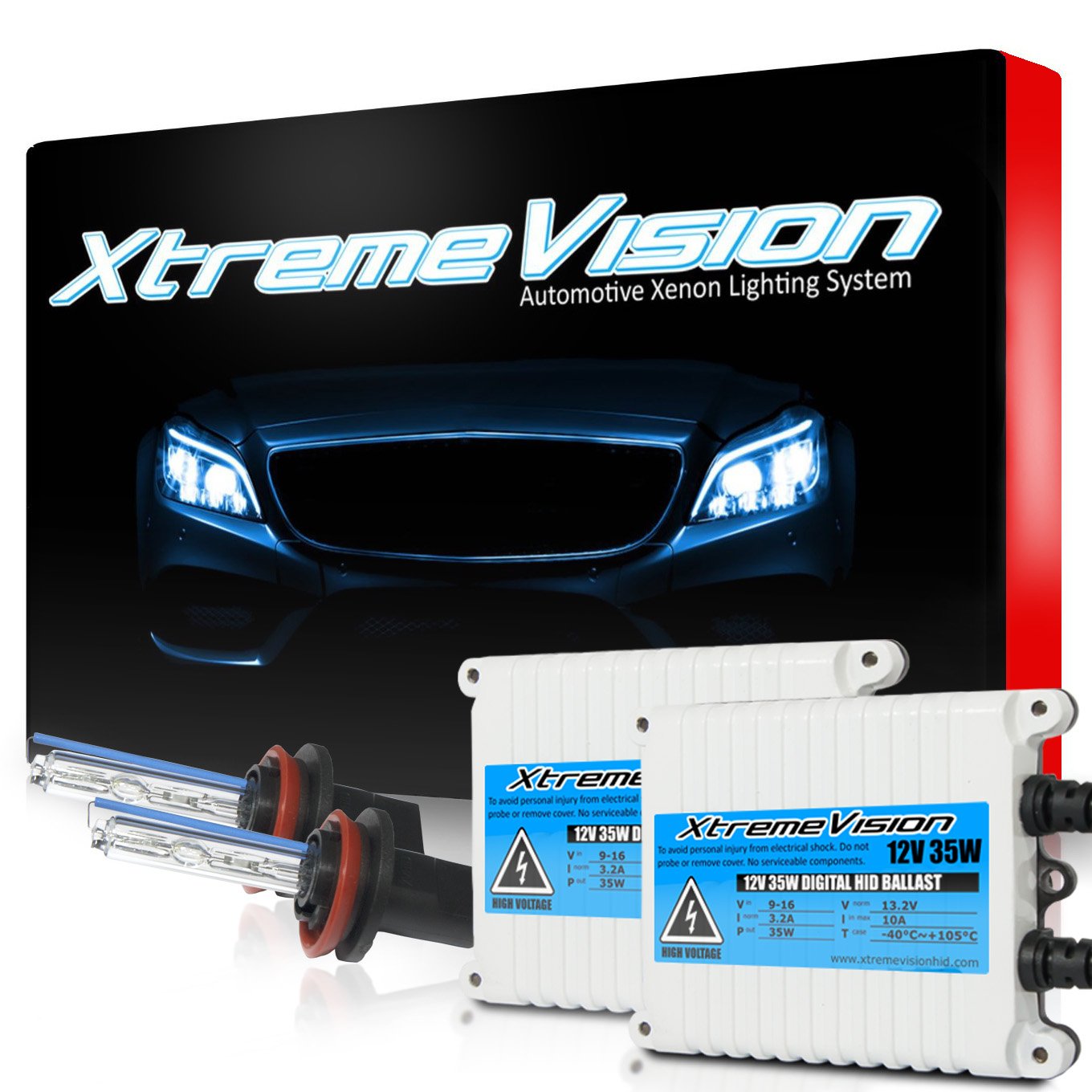 Xtremevision 35W Ac Xenon Hid Bundle With Slim Ac Ballast (1 Pair) And H11 12000K - 12K Purple Xenon Bulb (1 Pair), H11 (H8/H9/H