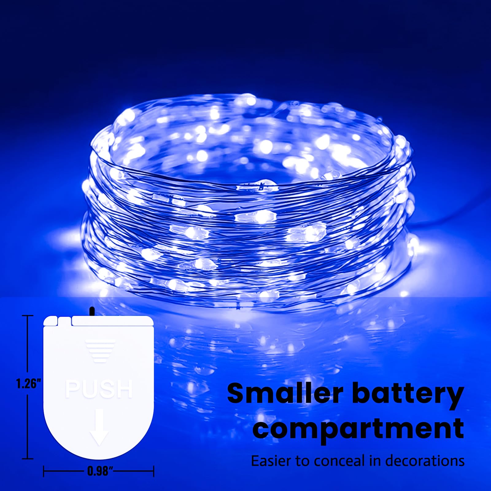 Zsjwl 30 Pack Blue Fairy Lights Battery Operated  7Ft 20Led Mini Starry Light Mason Jar Lights For Indoor Outdoor Party Wedding Halloween Thanksgiving