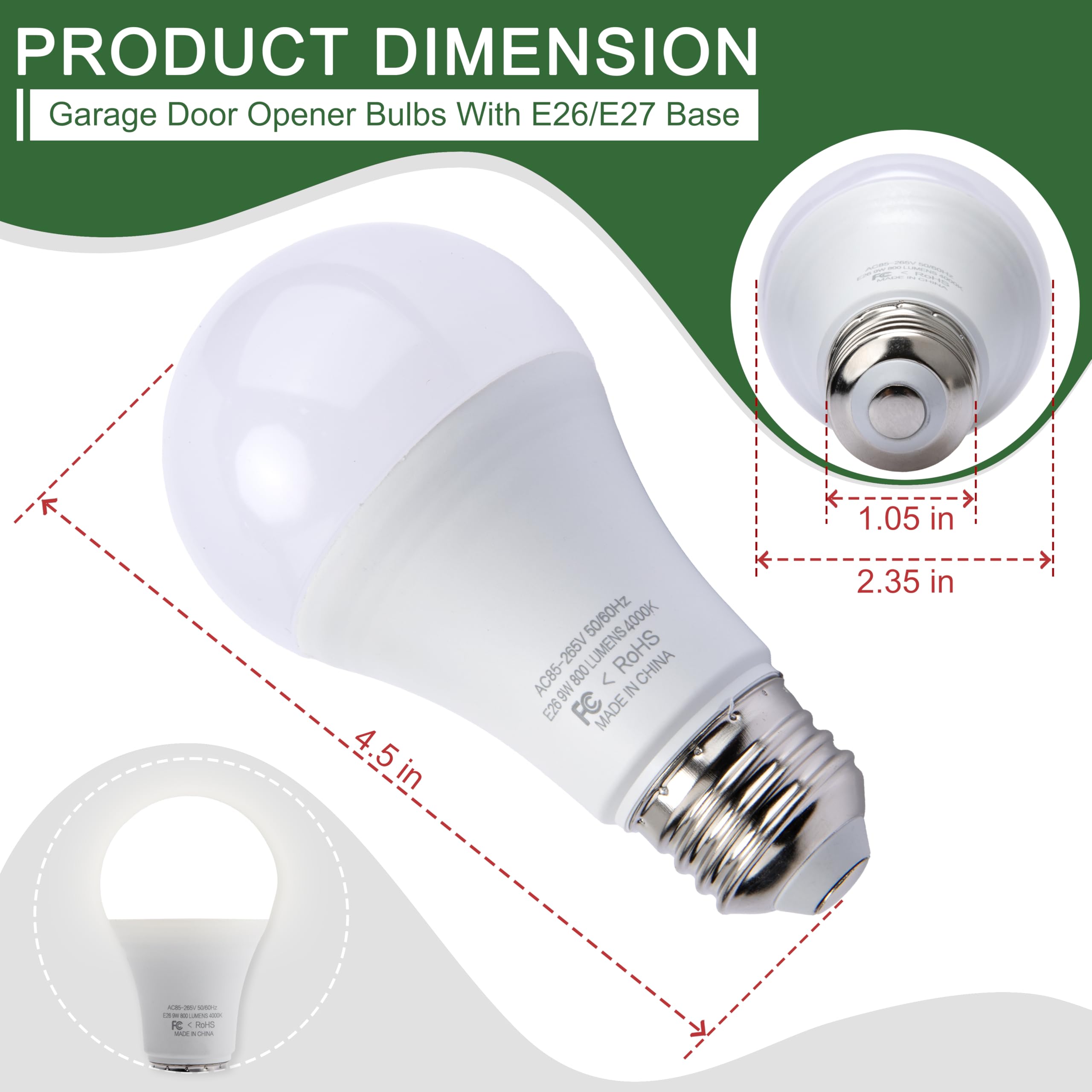 LikeLion 2 Pack LED Garage Door Opener Bulbs, 4000K White, Compatible with Genie, Chamberlain, Craftsman, LiftMaster