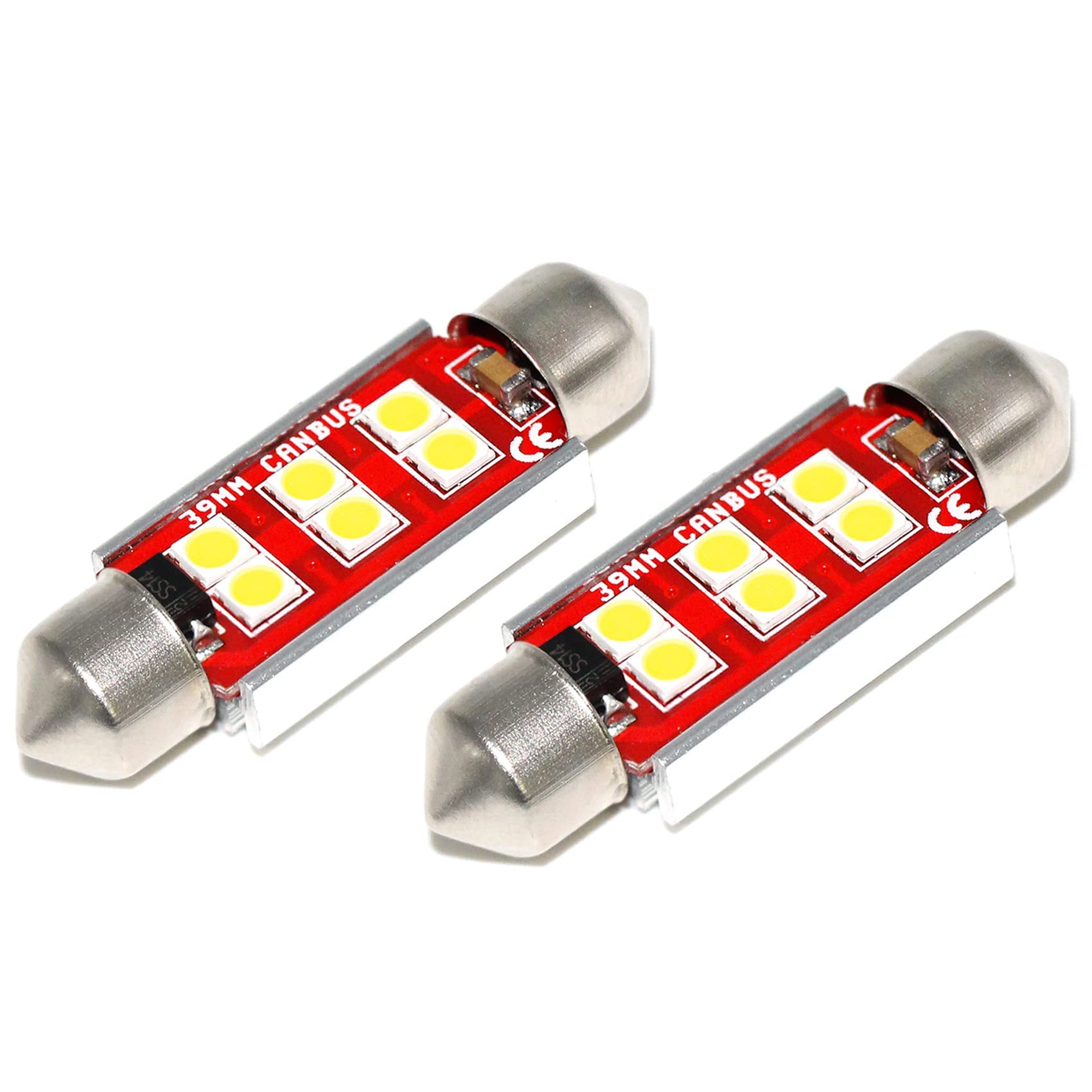 Phinlion 39Mm 6411 Festoon Led Bulbs, 500 Lumens Super Bright 3030 6-Smd Error Free 6413 64181 De3425 De3423 Led Bulbs For Inter