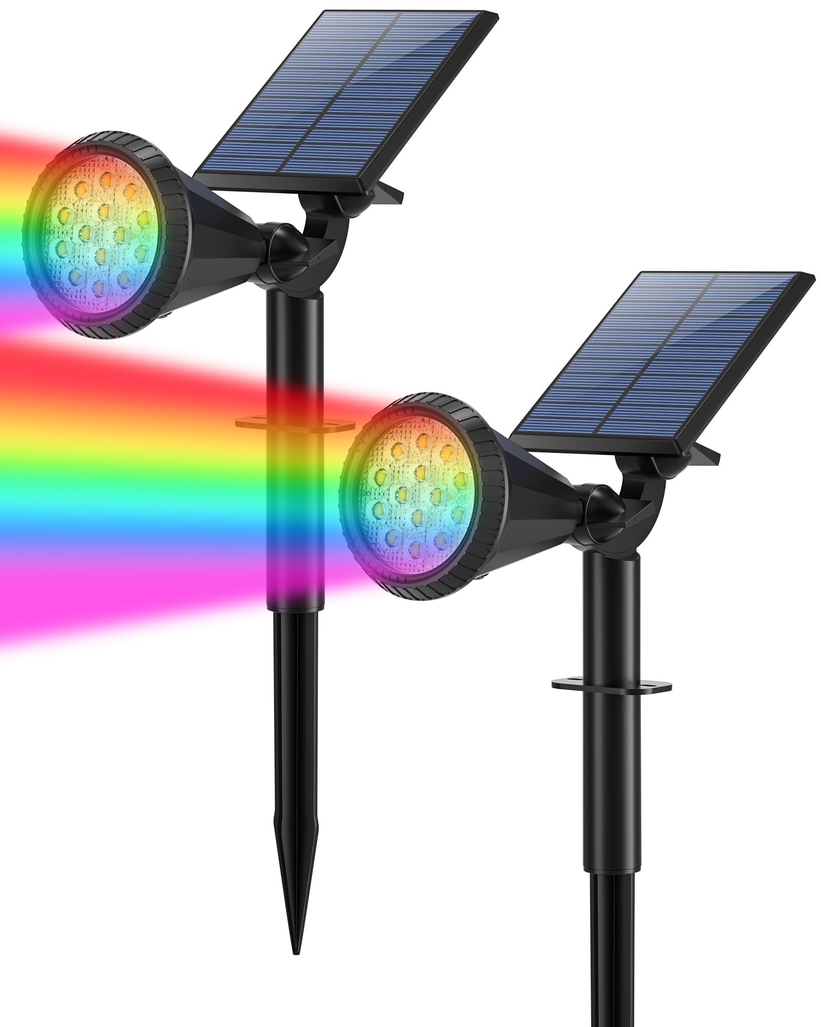 Tadyreal Solar Spot Lights - 180° Adjustable, Waterproof Rgb, 7 Modes, 2 Pack, Multicolor, Model D03