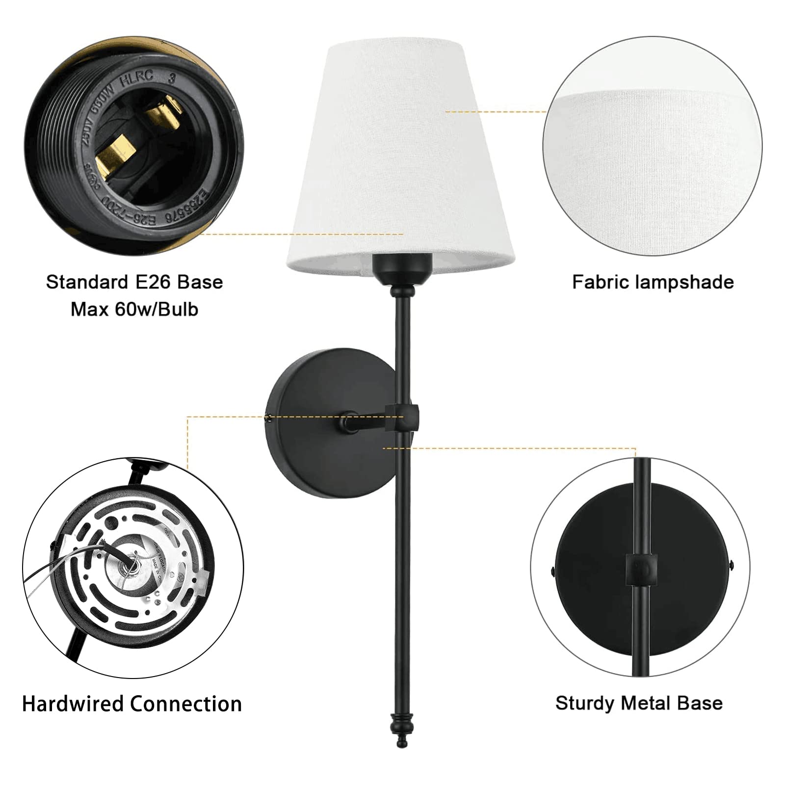Bsmathom Rustic Industrial Wall Sconces Set Of 2, Black Metal Lamps For Living Room And Bathroom