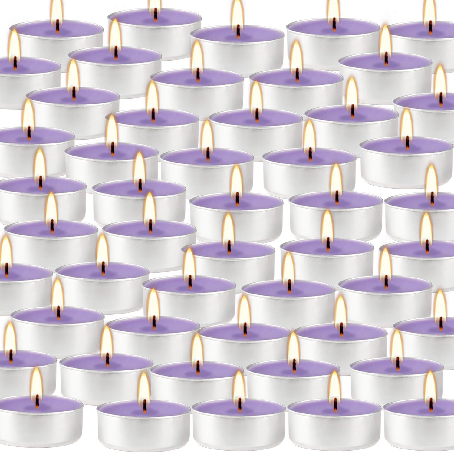 100 Pack Tea Lights Scented Candles Set, Lavender Mini Votive Candles Bulk, For Anniversaries Weddings Meditation, 4 Hour Burn Time(Purple)…