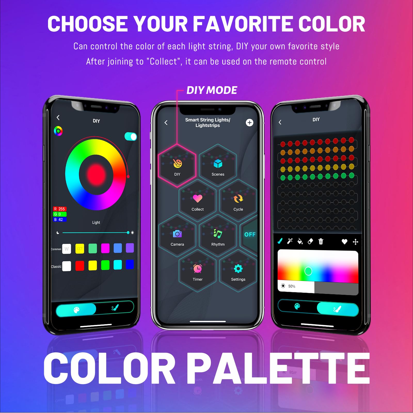 HXWEIYE Curtain Lights - 300LED RGB Color Changing, Remote & APP Control, USB, Silver Copper Wire, Model HY100150