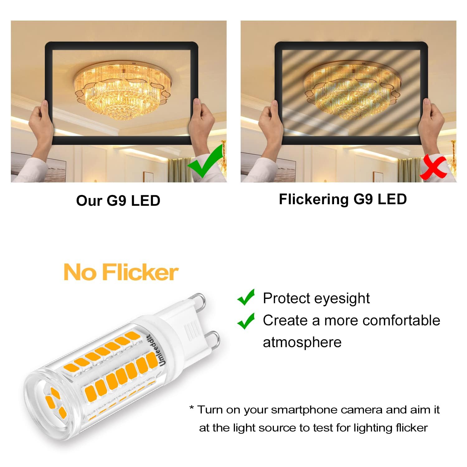 Umleeddlt G9 LED Bulb 4W 400LM Warm White 3000K 360° Beam Angle 10 Pack