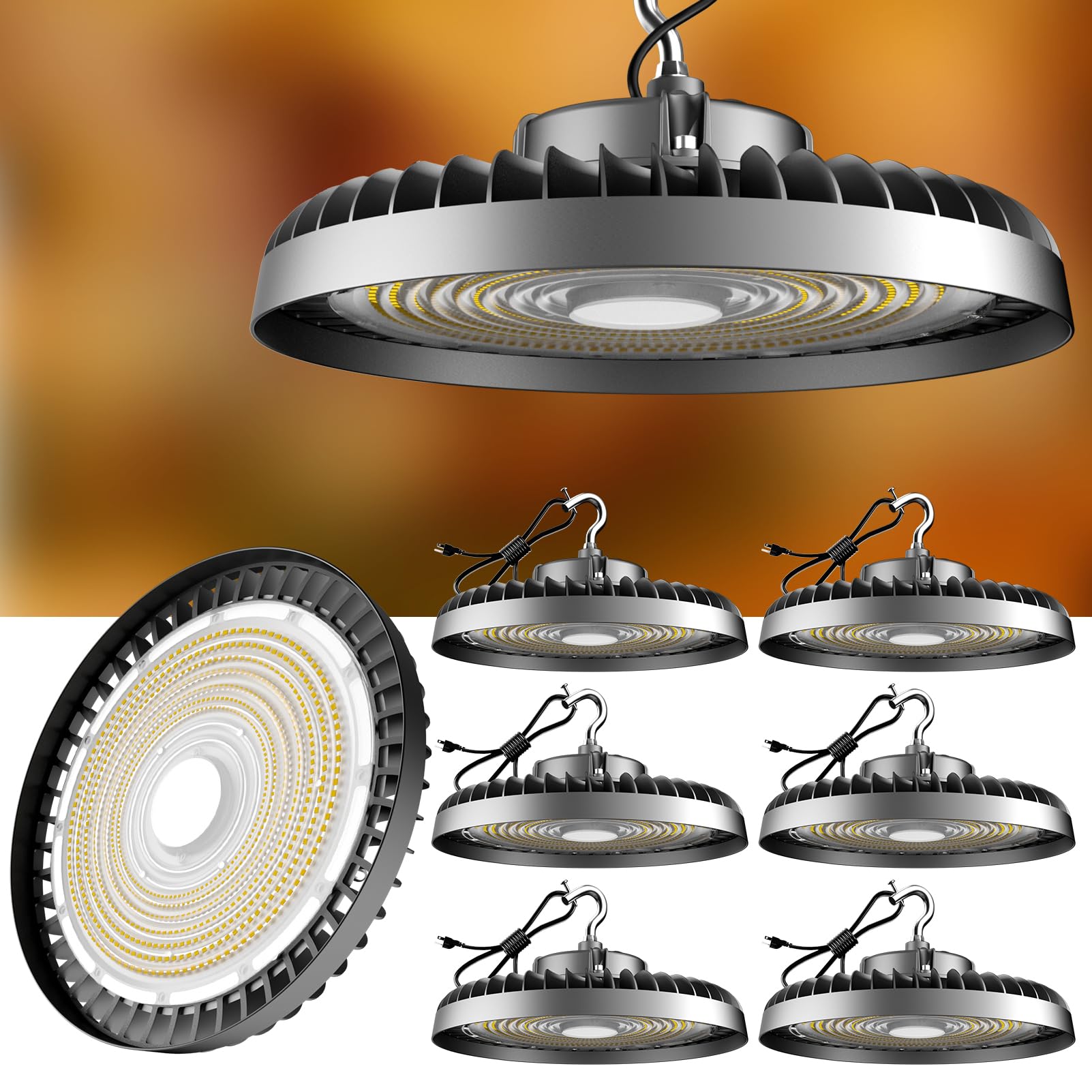 Lightdot 300W UFO LED High Bay Light 5000K 45000LM High Bay LED Light, ETL Listed LED Bay Light for Commercial Lighting-6Pack(Co