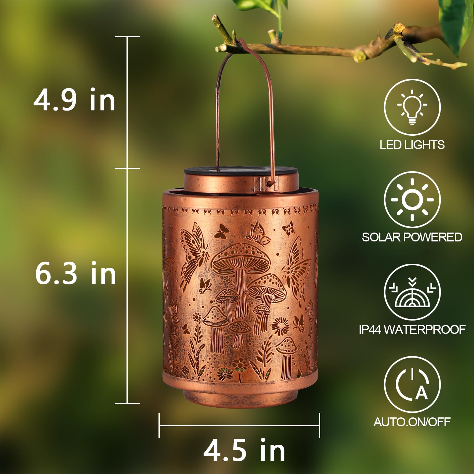 Tepaken 2 Pack Solar Lanterns Outdoor Waterproof Butterfly Garden Decor Gifts For Women Mon Grandma Metal Hanging Solar Lights D