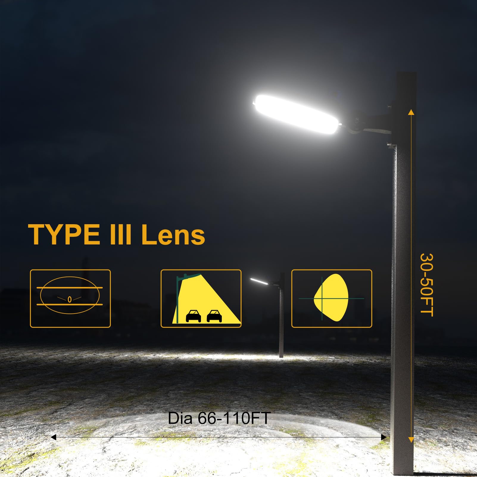 ACOHOOK LED Parking Lot Lights 5Pack 320W 48000Lm Arm Mount Black ETL Listed 5000K Smart Photocell Model ASB-06
