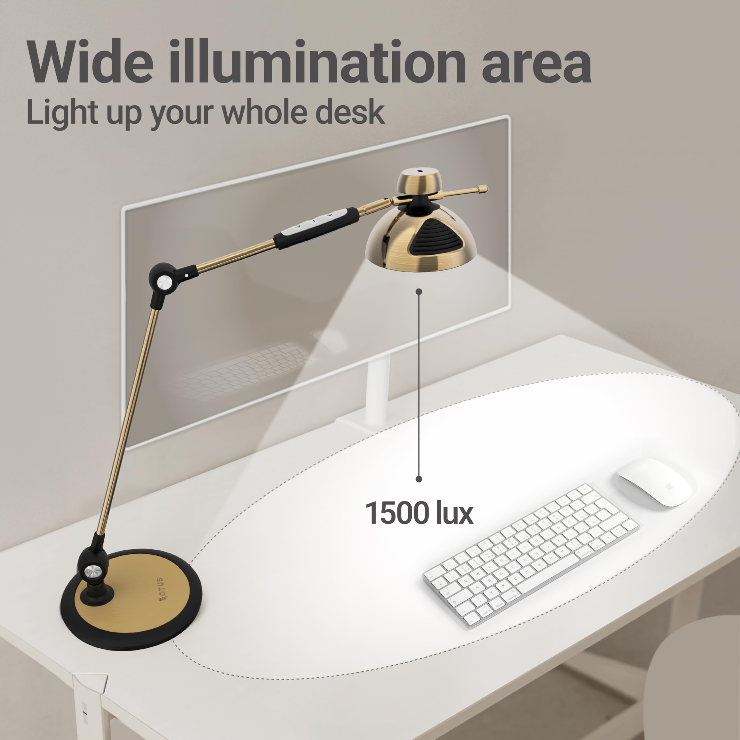 Otus Desk Lamp Gesture Control With Adjustable Swing Arm, Desk Lamps For Home Office, 12 Brightness, 3 Color Modes, Memory, Eye