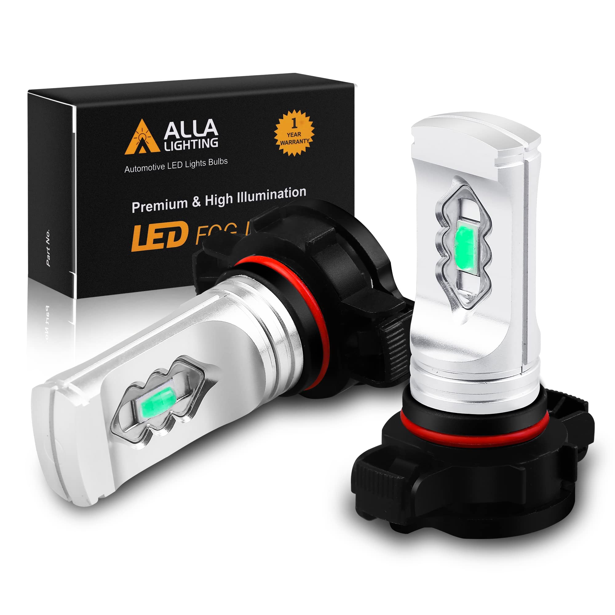 Alla Lighting LED Fog Lights PSX24W 2504 12276, 8000K Ice Blue, 3600lm, Aluminum, Model Alla-ETI-2504-56IB