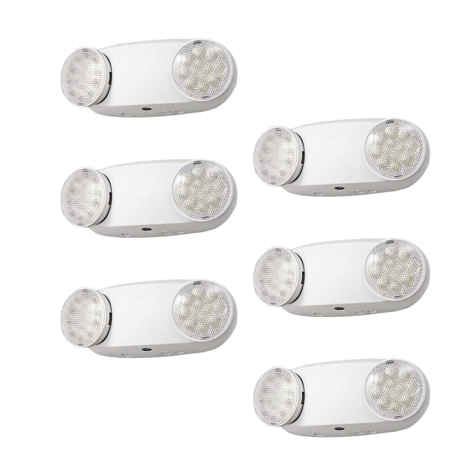GZRUIYANG Emergency Lights - LED Commercial Light Fixtures, Hardwired, UL Listed, 6 Pack, White, Model RY-EM02-WH-6