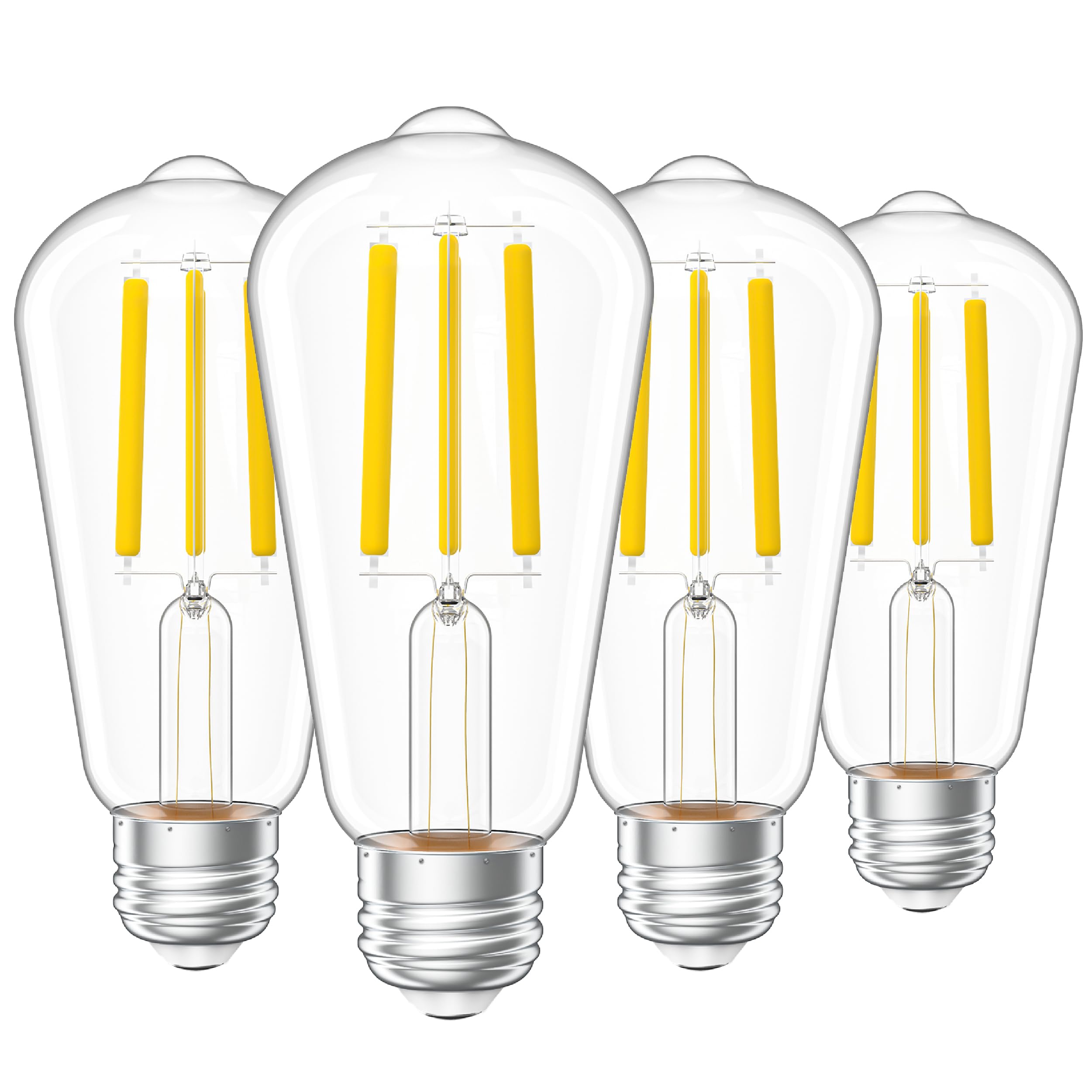 Sunco 4 Pack Vintage Led Edison Bulbs, 75W Equivalent 8.5W, 1000 Lm, Dimmable St58 Filament, 4000K Cool White, E26 Medium Base,