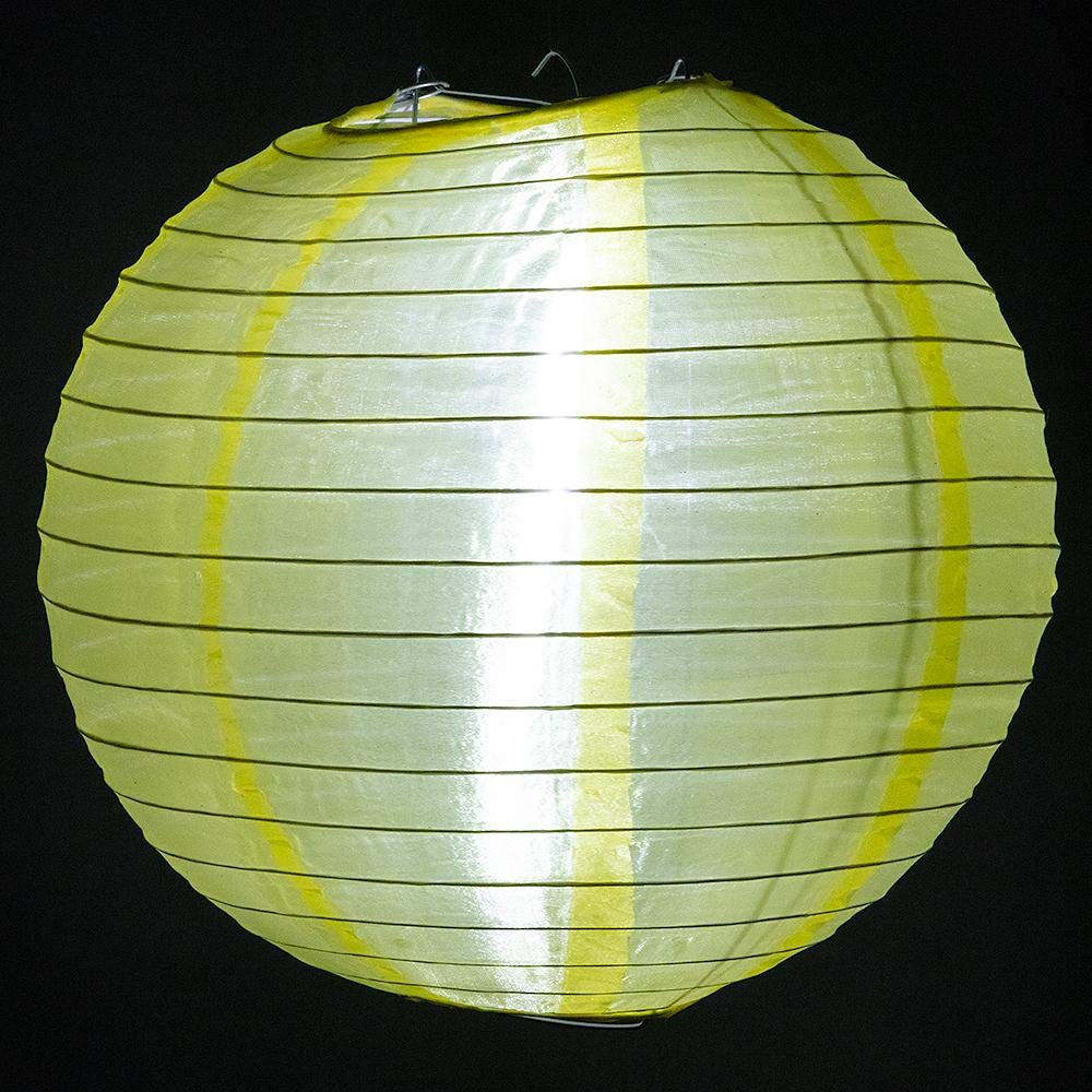 Quasimoon Paperlanternstore.Com 4 Inch Gold Round Nylon Lanterns, Even Ribbing, Hanging (10-Pack) Decoration