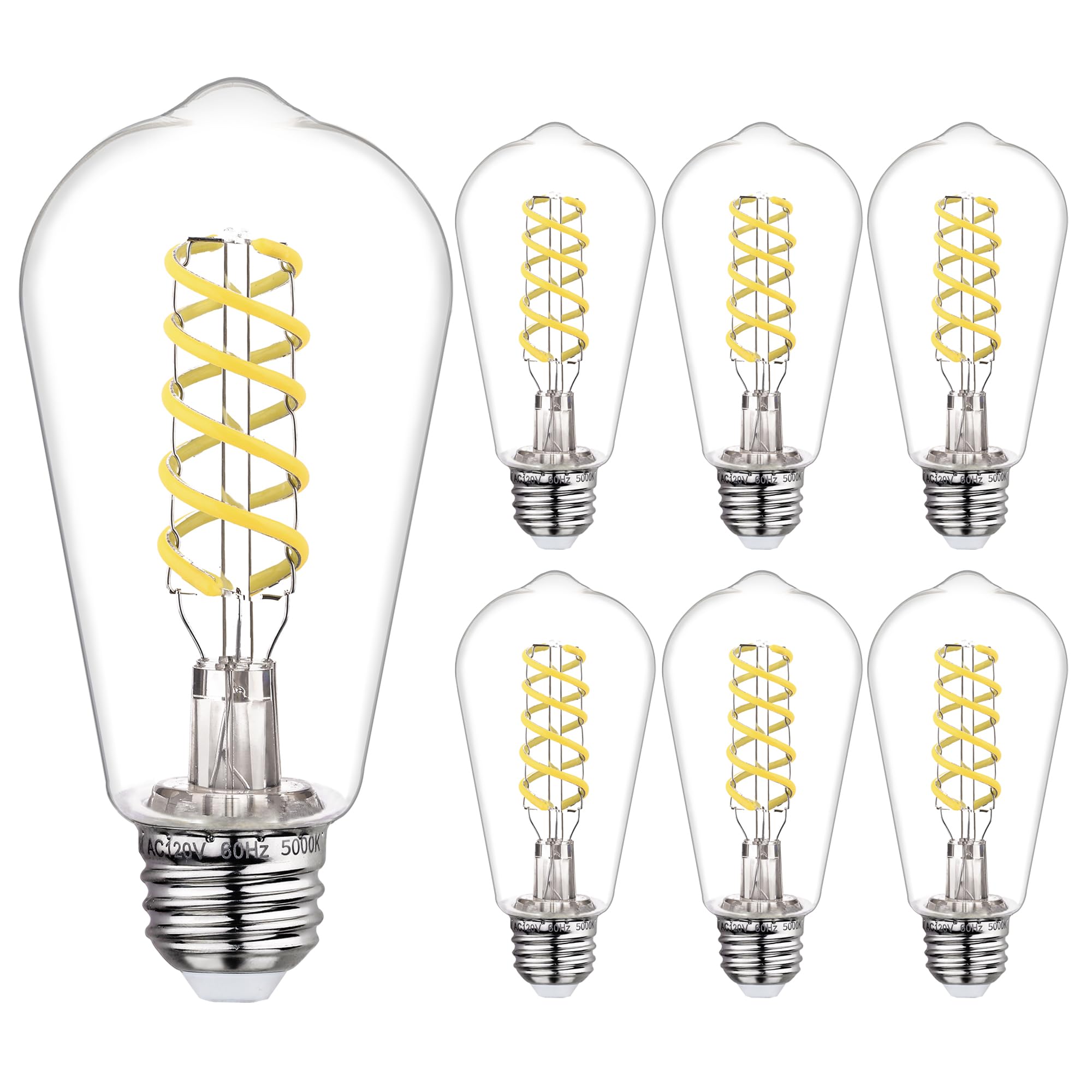 Austin Coast 6 Pcs St58 (St19) Led Edison Bulbs, Dimmable Vintage Antique Led Filament Light Bulbs, 6W Equivalent 60 Watt, Dayli