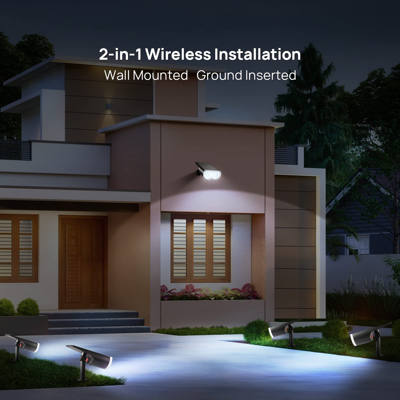 Consciot Solar Spot Lights, 16 LEDs, IP67 Waterproof, 2-in-1 Adjustable Wall Lights, 6 Pack, Cool White 6500K, Model OC-GL-034