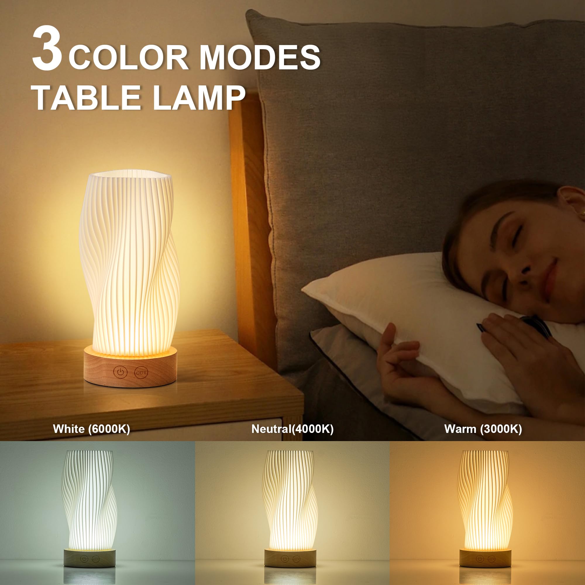 KARTOOSH Dimmable Portable Desk Lamp Set of Two, 8.6" White LED Lighting, Rechargeable, Modern Design, Model RS328BWH23A