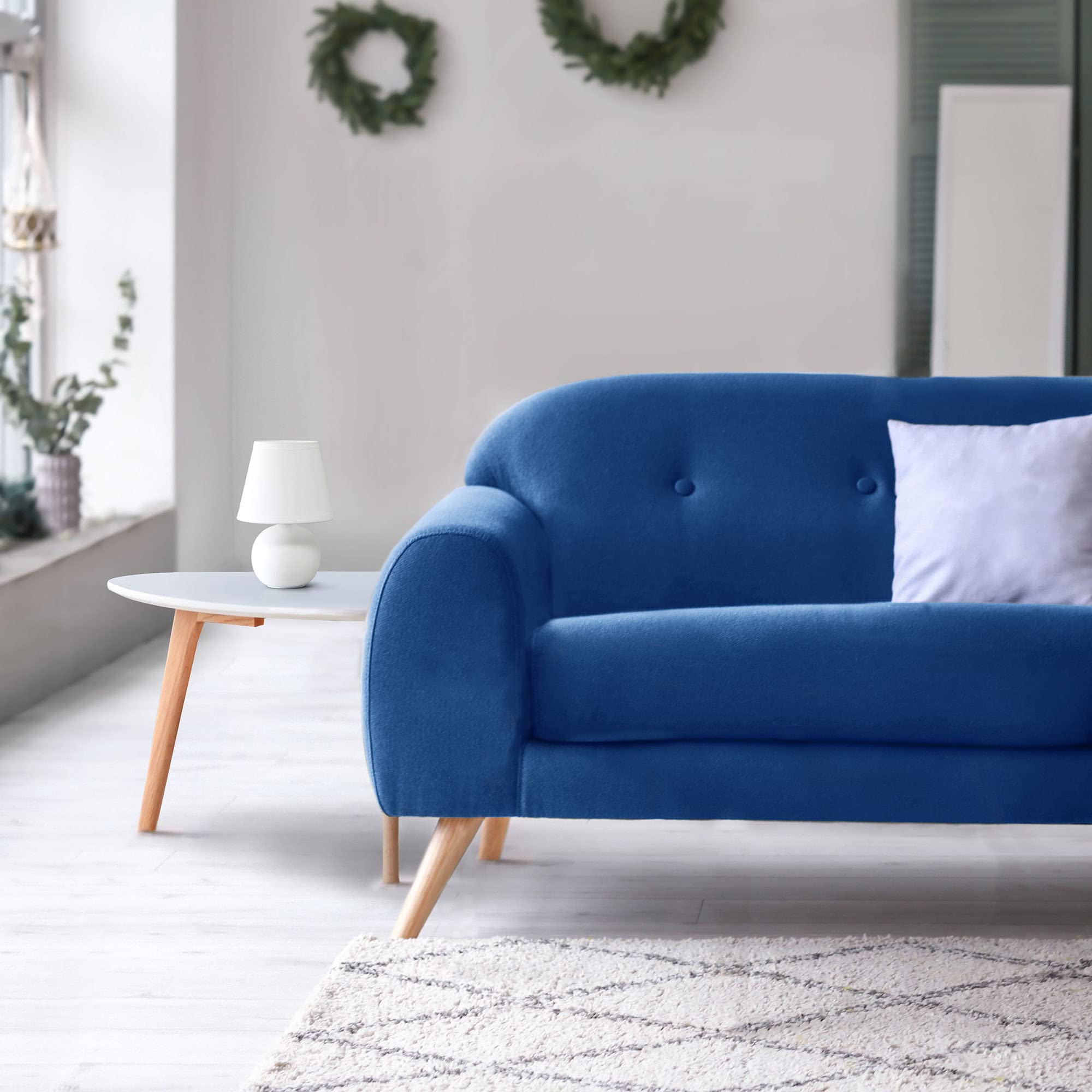 Creekwood Home Off-White Ceramic Orb Base Bedside Table Lamp With Drum Shade, 8.66"