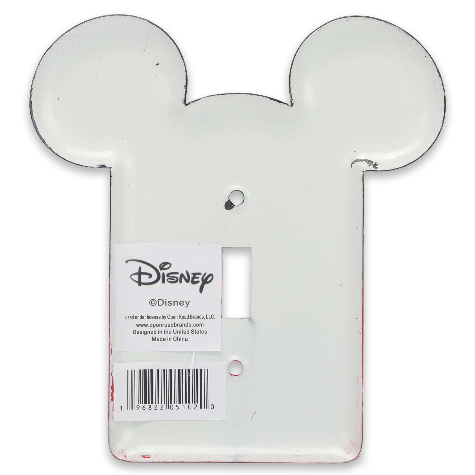 Open Road Brands Disney Mickey Mouse Metal Light Switch Plate, Small, Black - Perfect for Kids' Bedroom, Play Room, or Movie Room