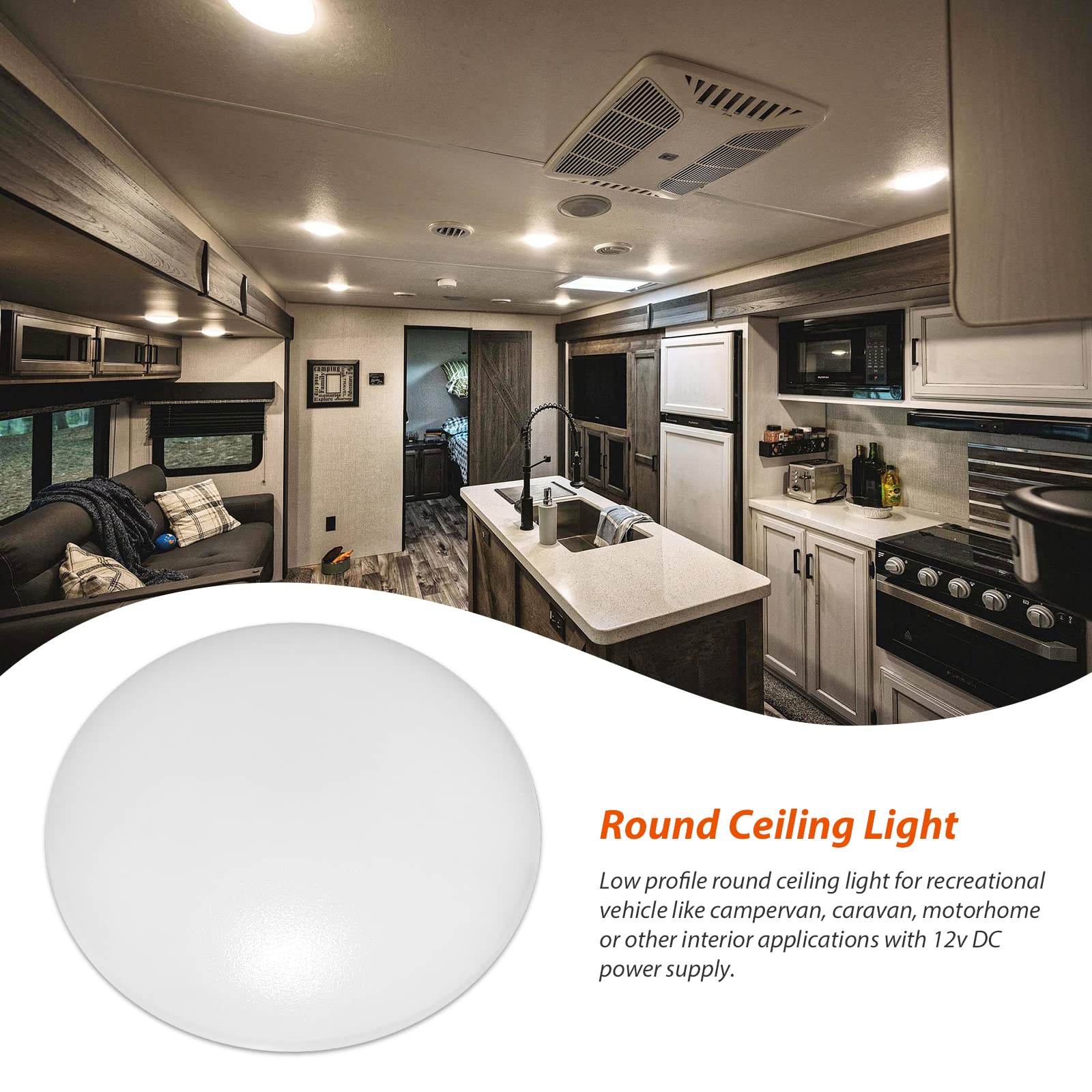 Dream Lighting 12V LED Dome Light Fixture, 4.5 Inch, Warm White, Aluminum, Pack of 10, Model 10X616264W