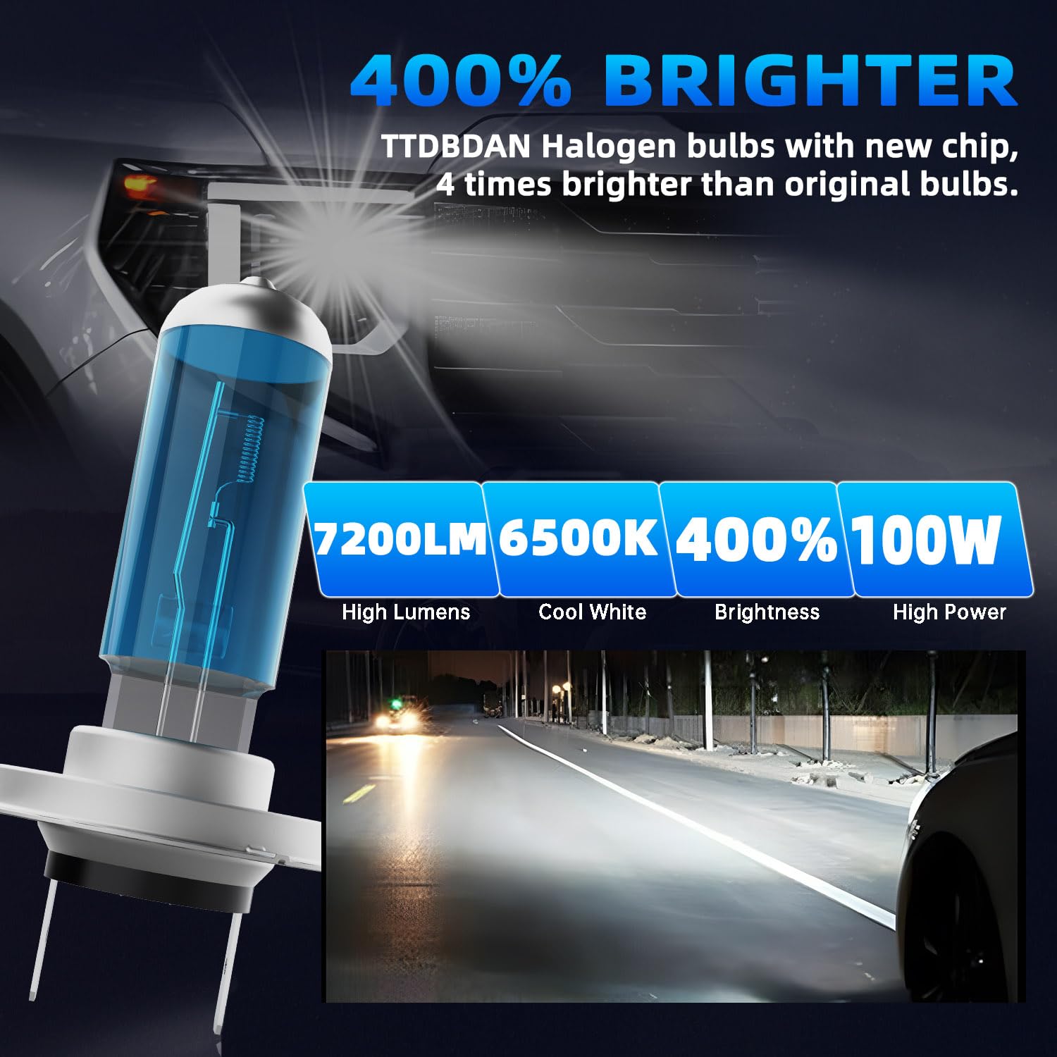 TTDBDAN Headlights Fit For Jaguar XJ8 1998-2003 Halogen Headlight Bulbs,H7 High Beam+ H7 Low Beam+ 9006 Fog Light Combo,Plug And