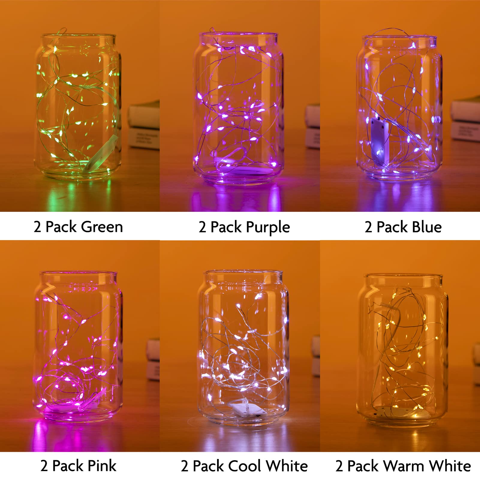 Sinamer 12 Pack Fairy Lights Battery Operated String Lights, 7Ft 20 Led Fairy String Lights, Waterproof Copper Wire Firefly Starry String Lights For Diy Wedding Party Bedroom Christmas (Multicolor)