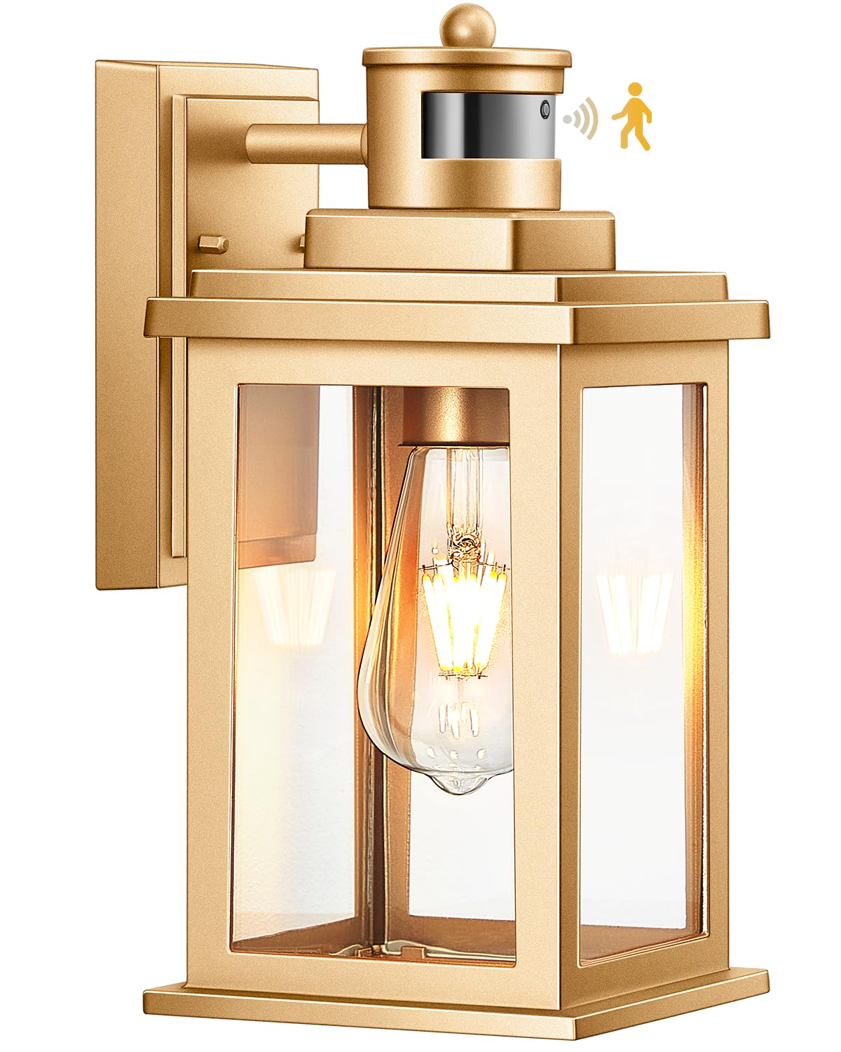 VIANIS Motion Sensor Exterior Lights for House, Dusk to Dawn Outdoor Light Fixture Lantern, Gold Waterproof Outdoor Motion Senso