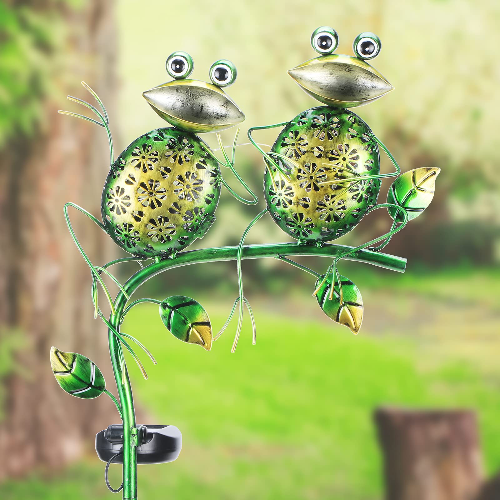 Bshine Outdoor Solar Garden Decorative Frog Lights  Waterproof Led Metal Stake Yard Art For Backyard  Path  Lawn Ornaments For Mom Gifts  MotherS Day Gifts