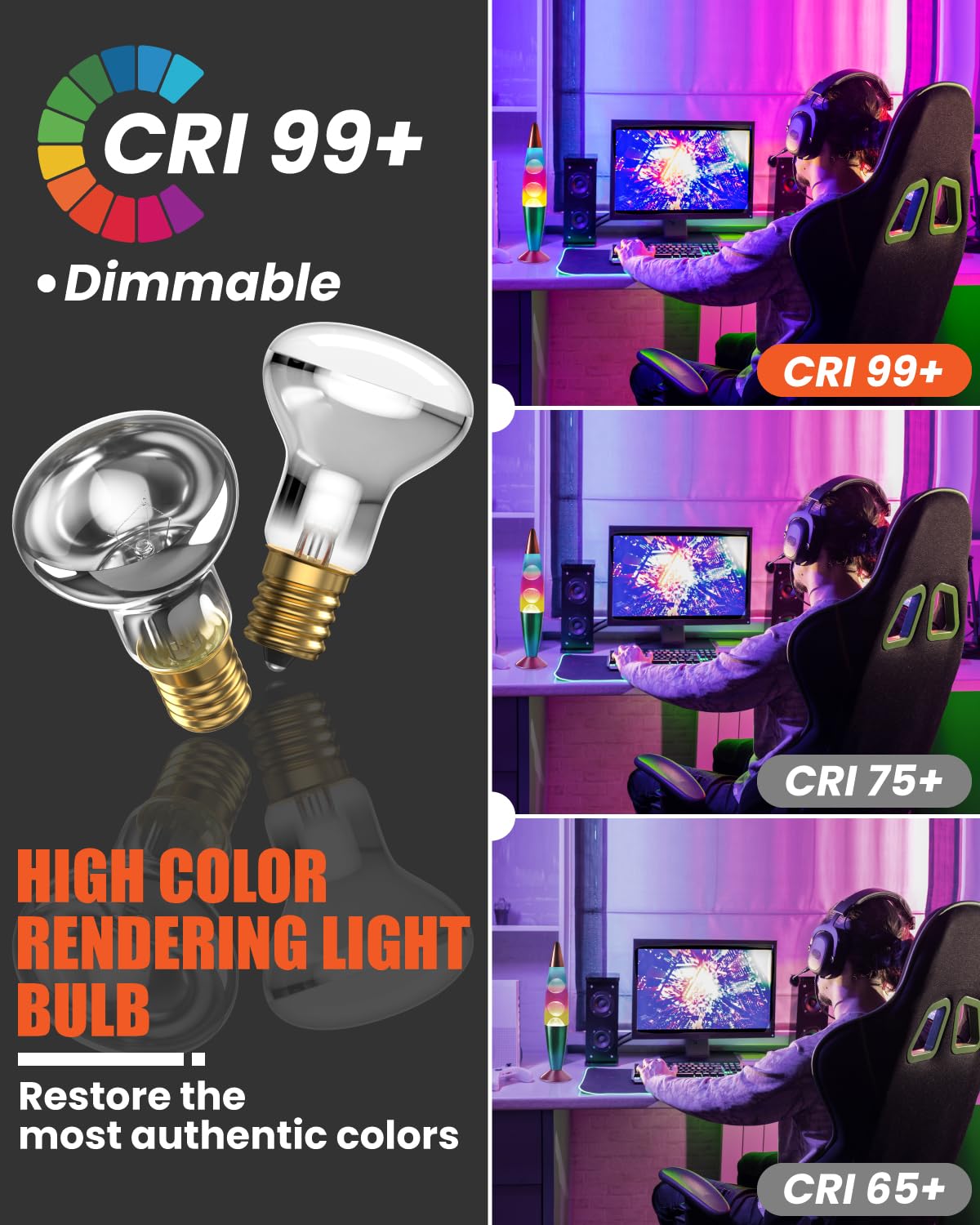 Doright Lava Lamp Bulb E17, 40W Molten Wax Lamp Bulbs, Replacement For Lava Lamps, R39 Glitter Lamps, Dimmable Warm White 2500K