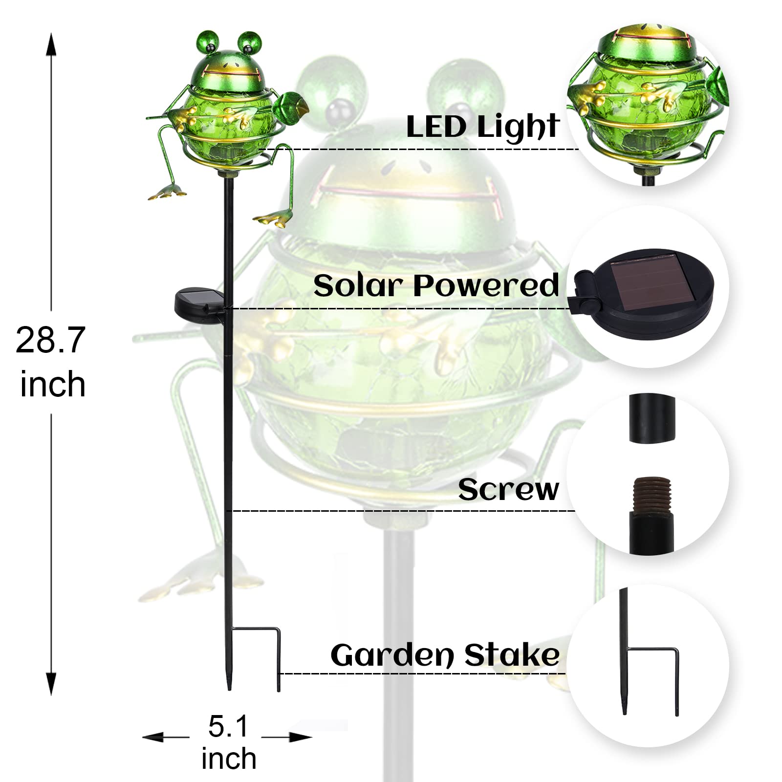 Bshine Solar Frog Garden Decorative Light  Outdoor Waterproof Solar Stake  Yard Decoration For Paths  Landscape  Pathways  Lawn Ornaments  Gift For Mom  Gardening Gift For Frog Lovers