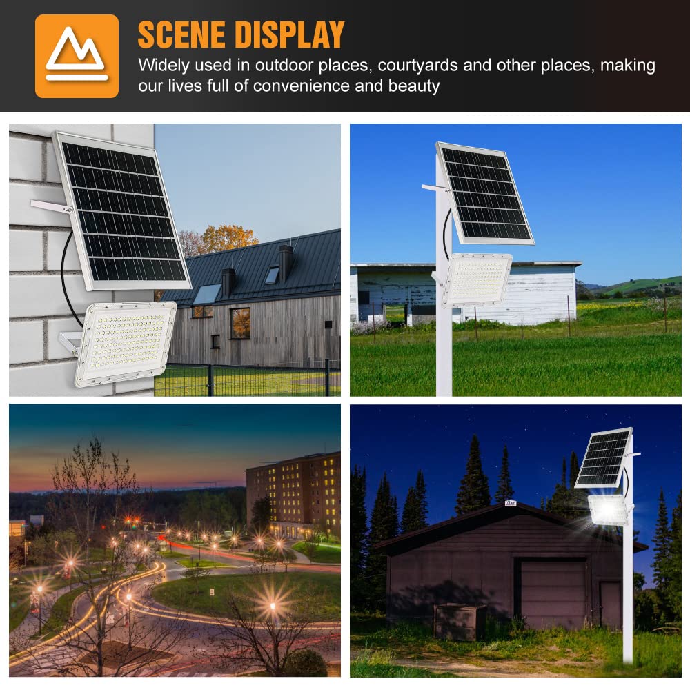 Tin Sum 300W Led Solar Flood Light - 24000 Lumens, Ip67 Waterproof, Remote Control, Outdoor Security