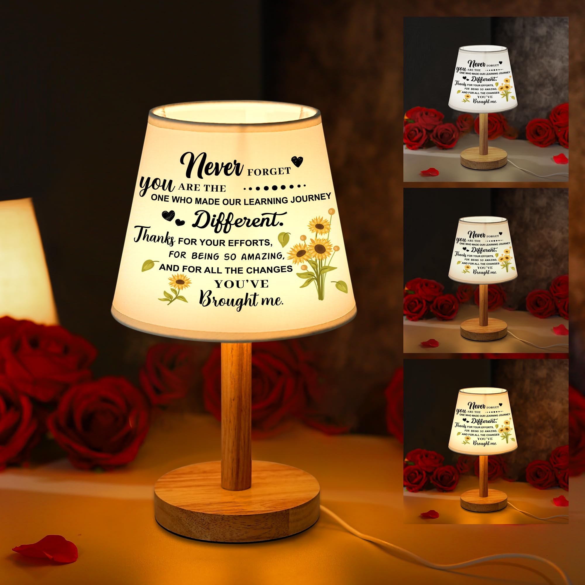 hibeauti Appreciation Gifts for Teacher Table Lamp, Sunflower Night Light for Bedroom Office Kitchen, Teachers Valentines Mother