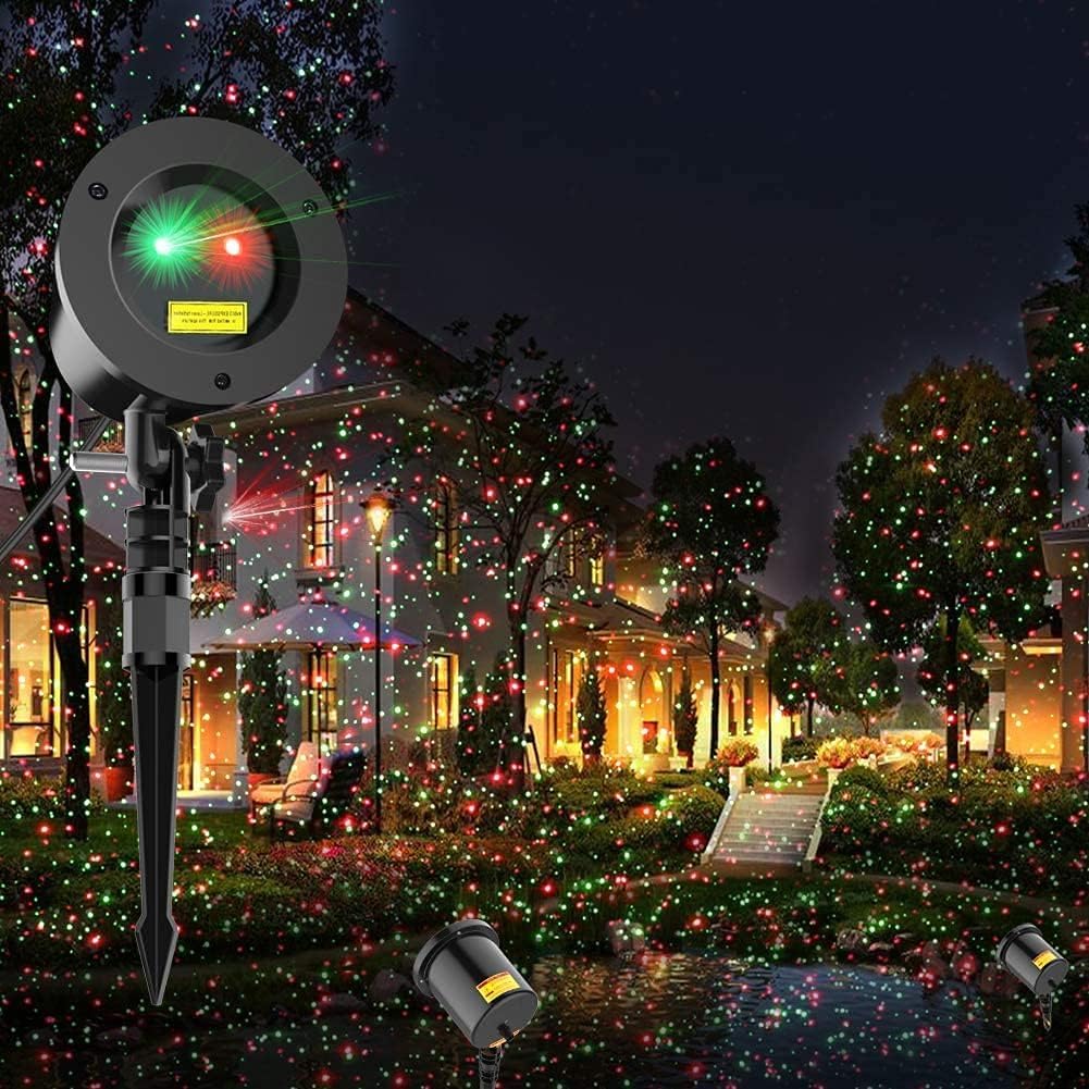COOWOO Christmas Laser Light Projector, 2 Pack, Waterproof Red and Green Laser Lights, Model PN-RG130