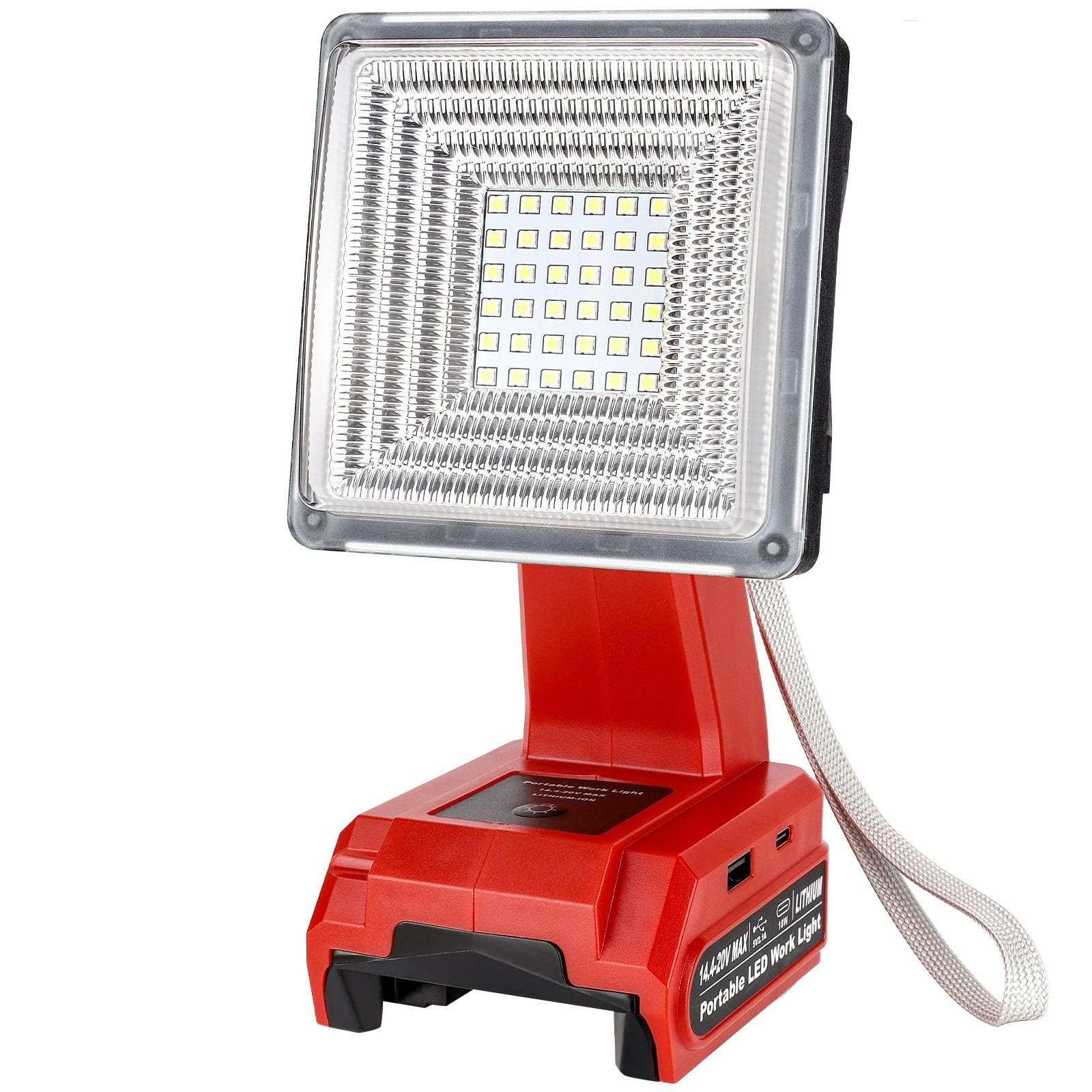 GRVODFRTA 25W 2000LM Cordless LED Work Light for Milwaukee M18 18V Battery Portable Flood Lights for Outdoor Indoor Workshop Job