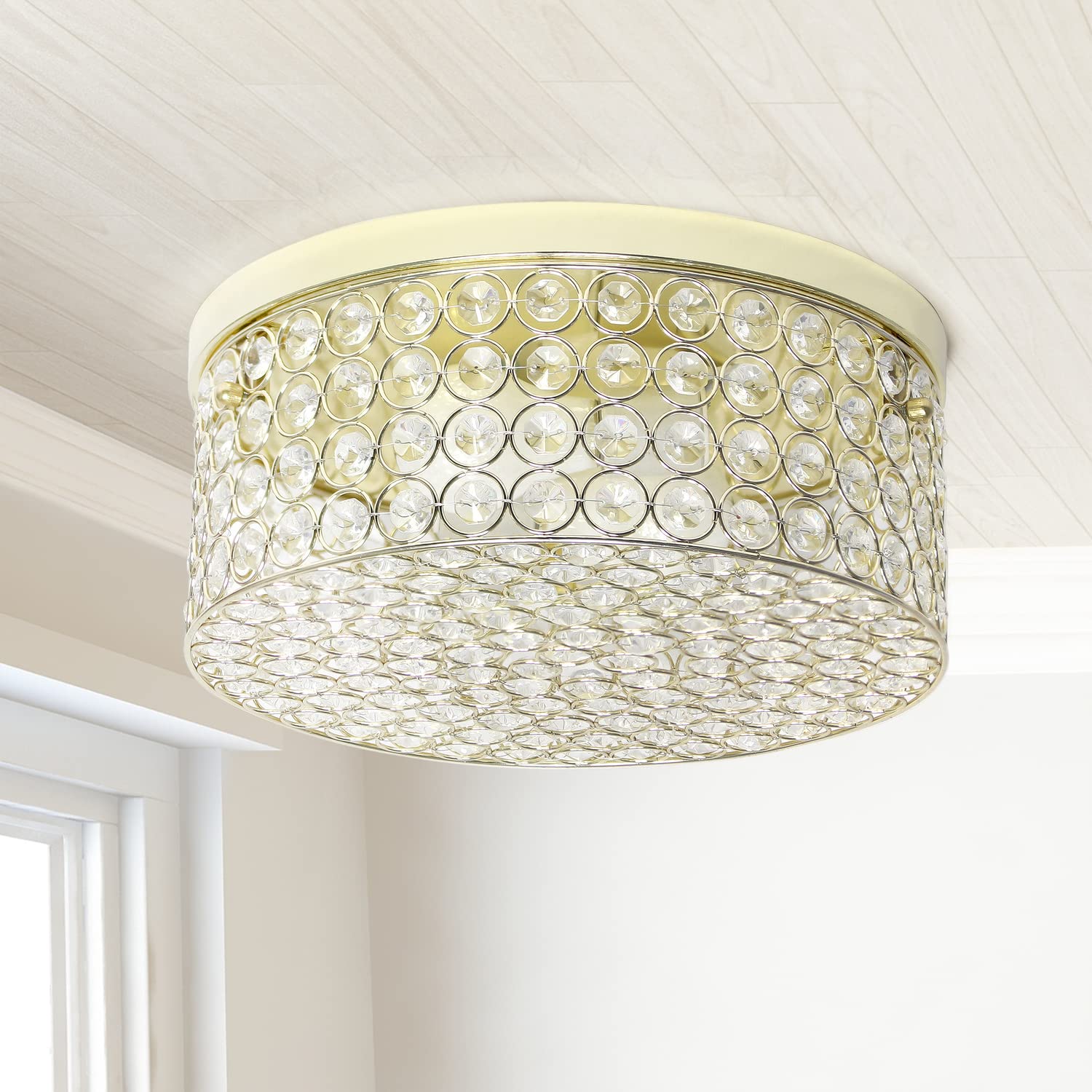 LALIA HOME Glam 2-Light Flush Mount, 12 Inch Round, Metal, Gold, Model LHM-2003-GL