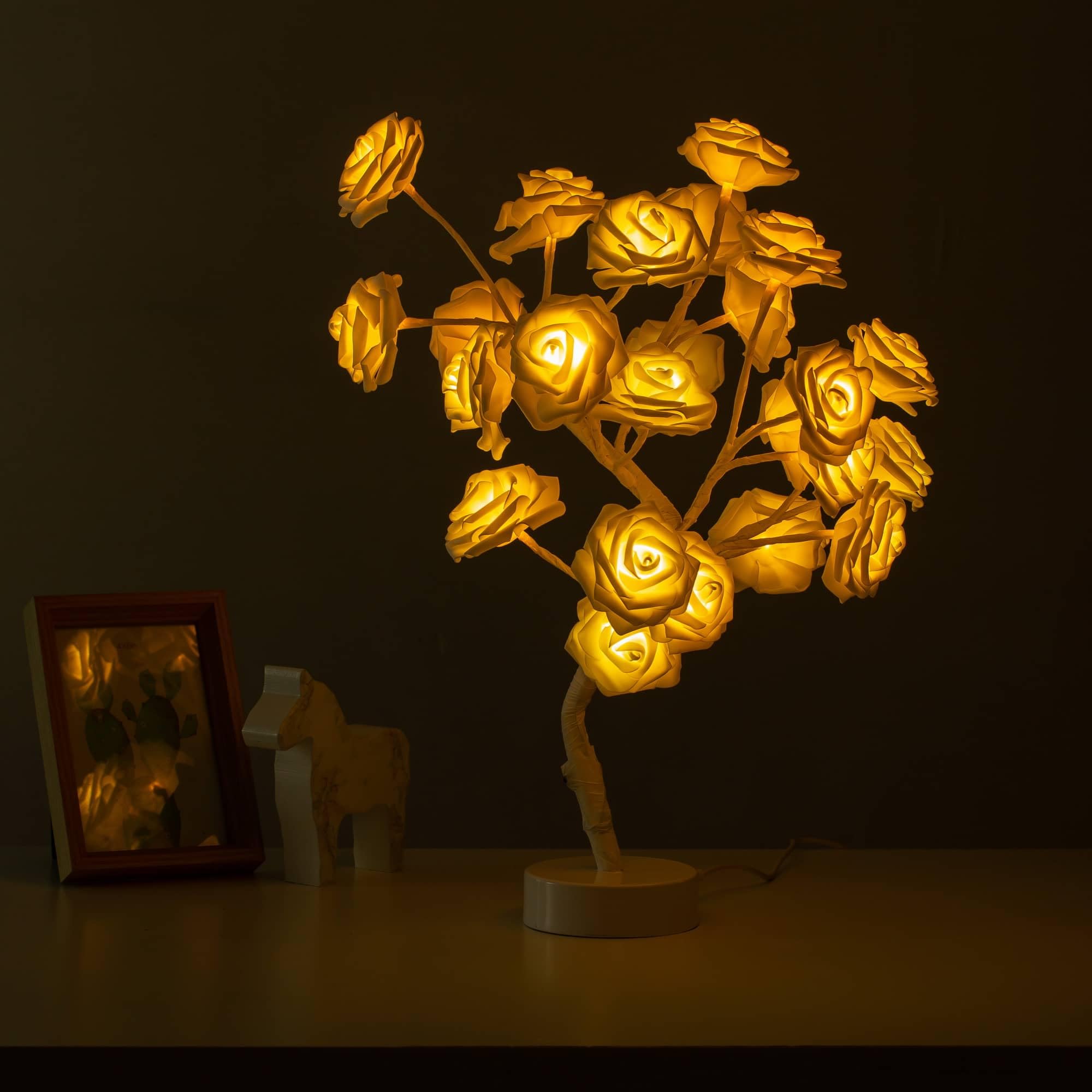 Colorlife Rose Lamp White Room Decoration White Flower Night Light Gift For Girlfriend Mom Daughter Aunt Gift For Her Birthday H