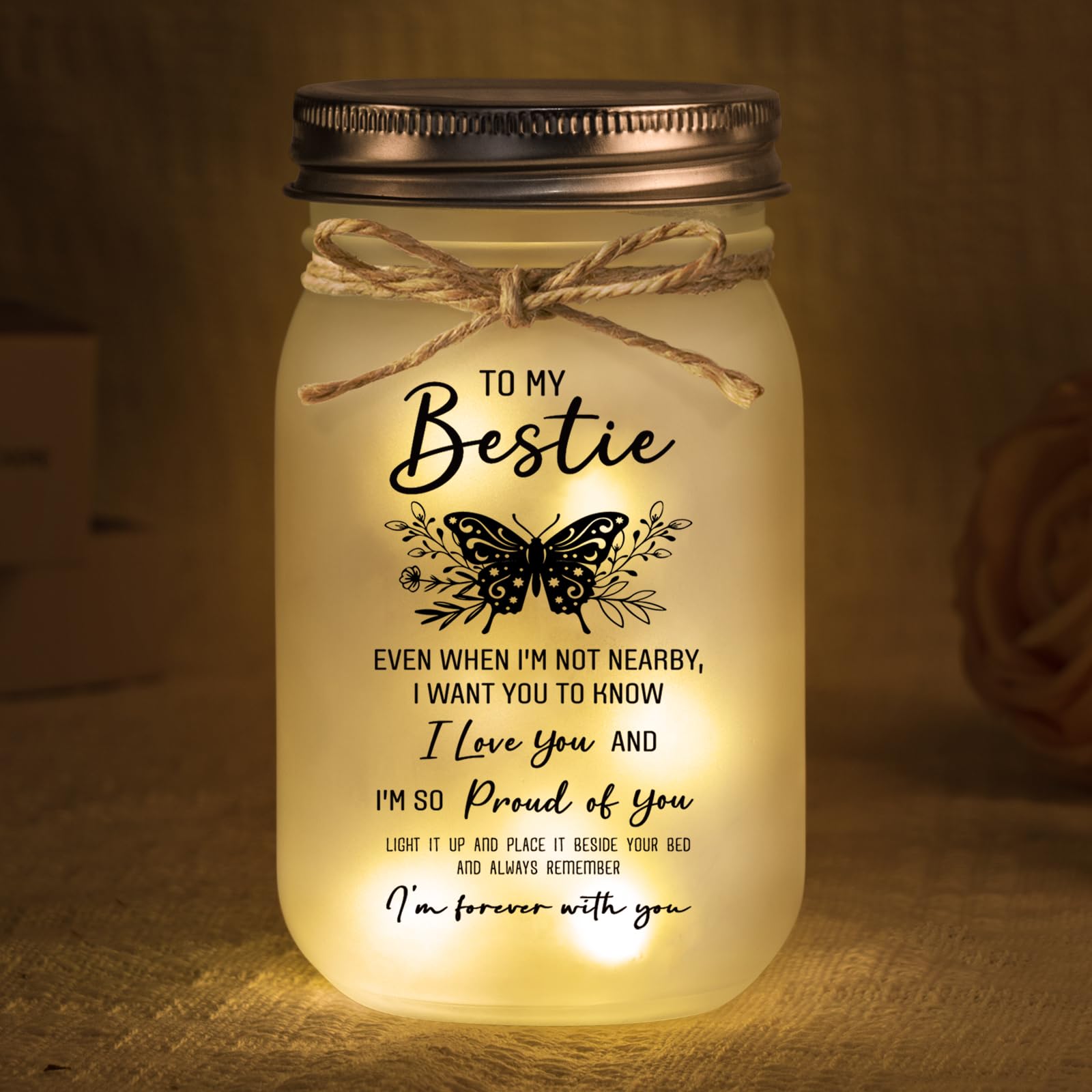 Benecharm Best Friend Christmas Birthday Gifts For Women  Unique Friendship Gifts For Women Bestie Bff  Christmas Graduation Decorative Jar Light Night Gift For Best Friend Woman