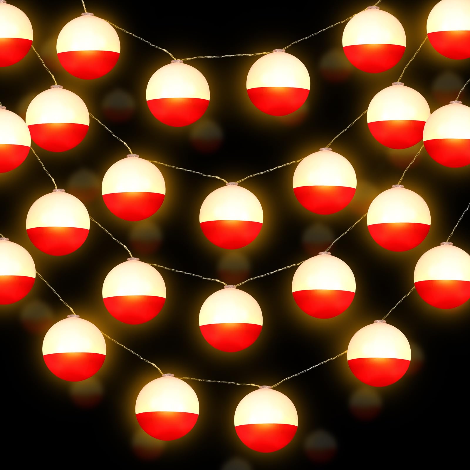 Deekin 3 Pcs LED Bobber Fishing String Lights-Battery Powered with Extra Bulbs, for Gone Ofishally One Birthday Party Decor Summ