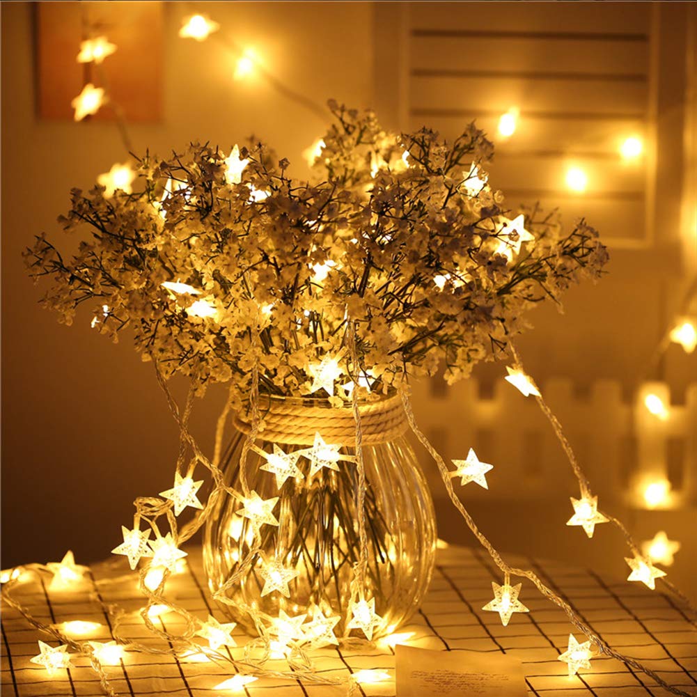 Twinkle Star 100 LED Star String Lights, 33FT Waterproof Fairy Lights for Indoor/Outdoor, Warm White, Perfect for Weddings & Holidays