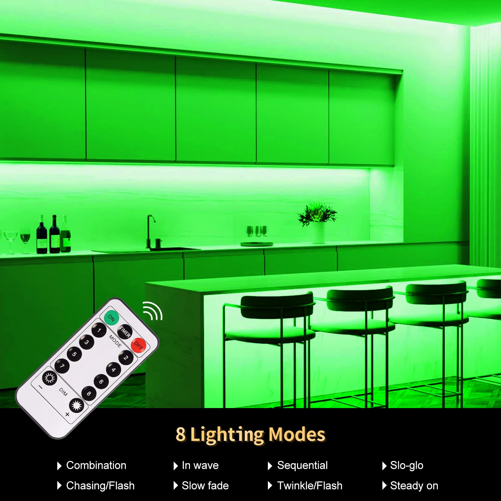 Echosari Green Led Strip Lights Battery Powered, 90 Led 2835 Smd Strip Lights 9.8 Ft Cuttable Self-Adhesive Strip Lights With Remote Timer For Outdoor Indoor Party Bedroom Decoration