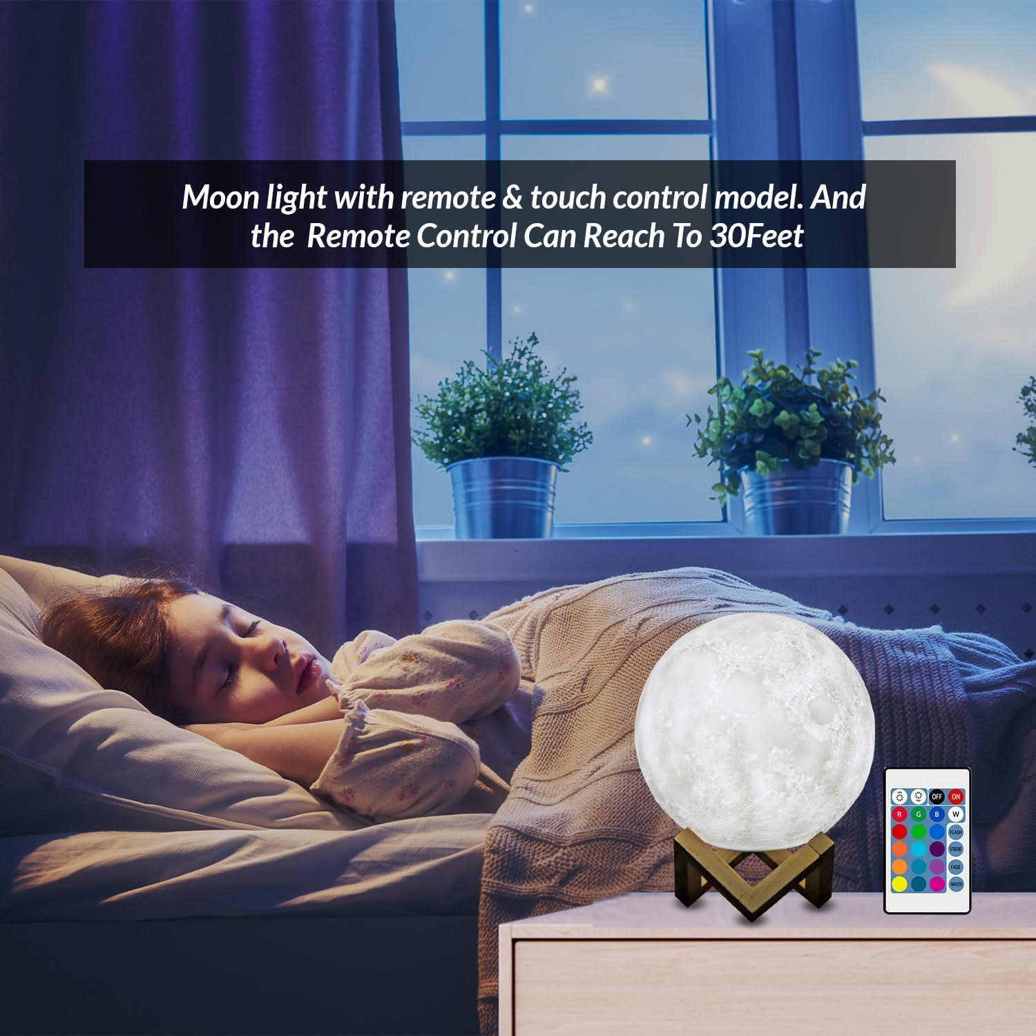 Himalayan Glow Moon Lamp - Dimmable LED Night Light, Remote & Touch Control, White, Model 858560002022