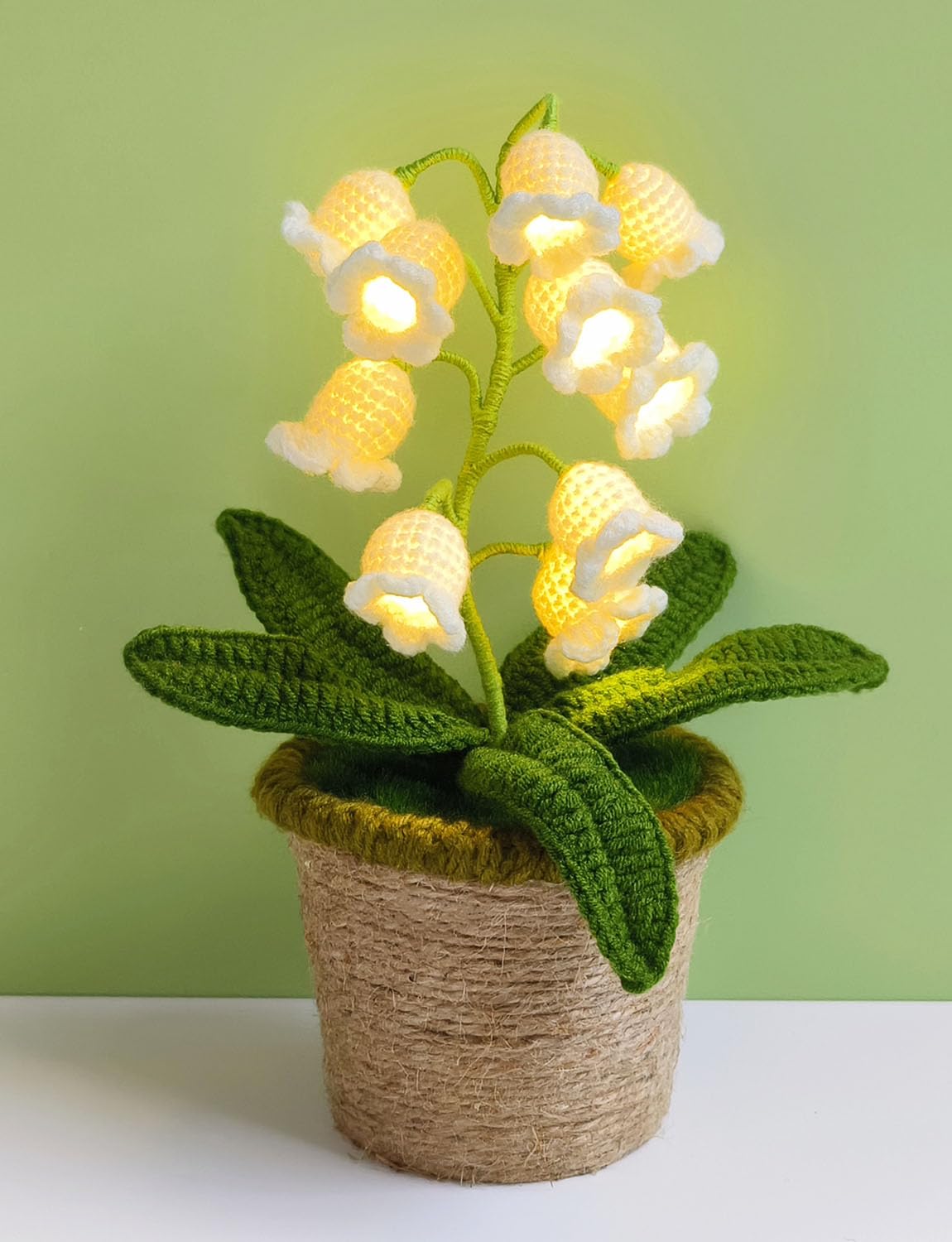 Lily Of The Valley Lamp, Crochet Artificial Flower With 10 Little Night Lights, Cute Gifts For Women Wife Girlfriend Birthday Christmas Valentine Mother'S Day -Large
