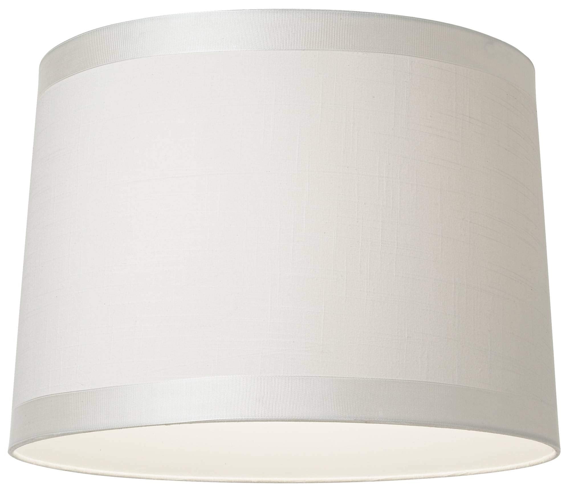 Set Of 2 White Fabric Medium Drum Lamp Shades 13&quot; Top X 14&quot; Bottom X 10&quot; High (Spider) Replacement With Harp And Finial - Springcrest